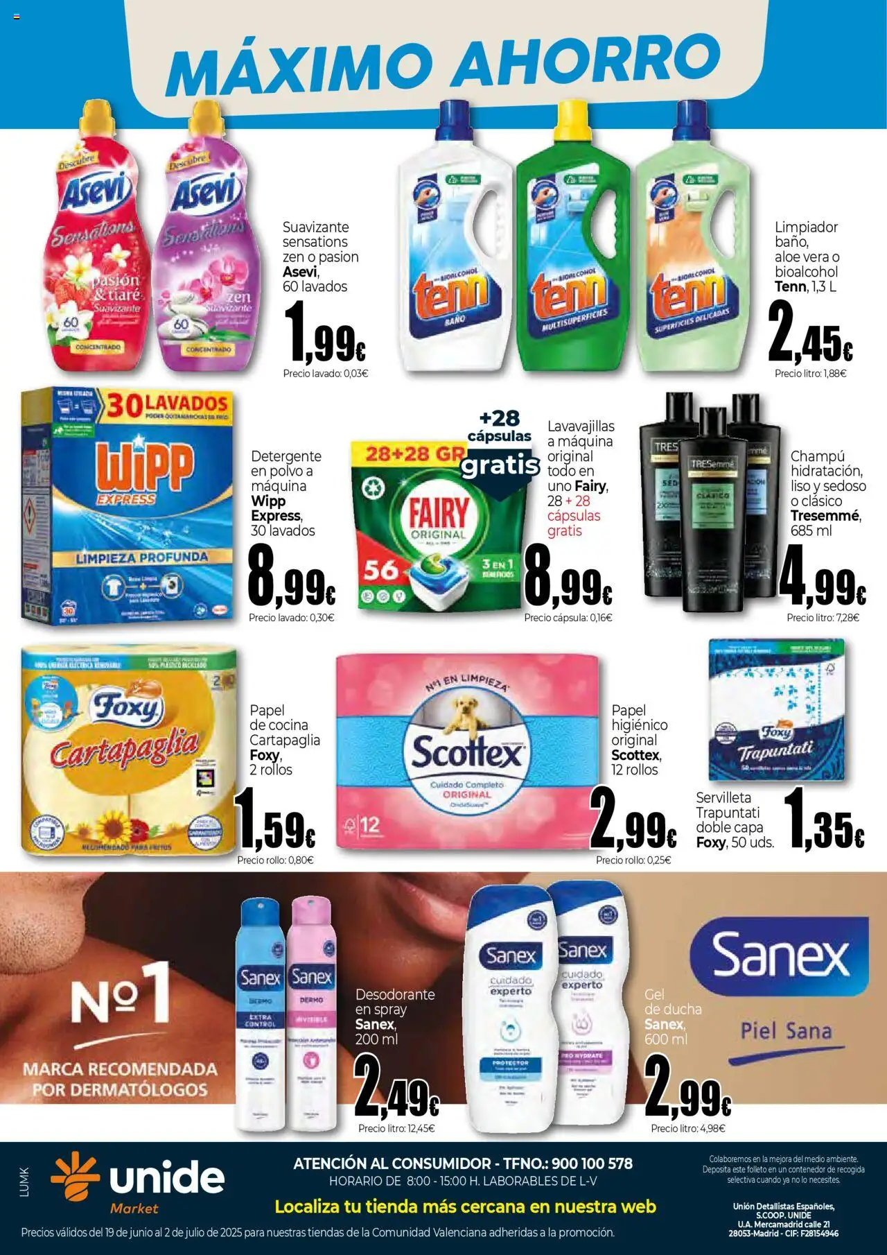 Unide - Market Levante │ válido desde el 19.06.2025 | Página: 12 | Productos: Polvo, Champú, Lavavajillas, Ducha