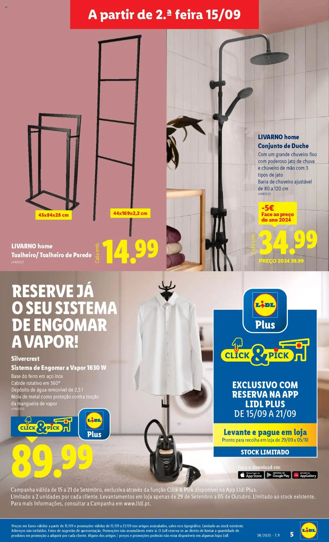 Lidl Novidades │ válido de 15.09.2025 | Página: 5 | Produtos: Agua, Ferro, Base, Mangueira