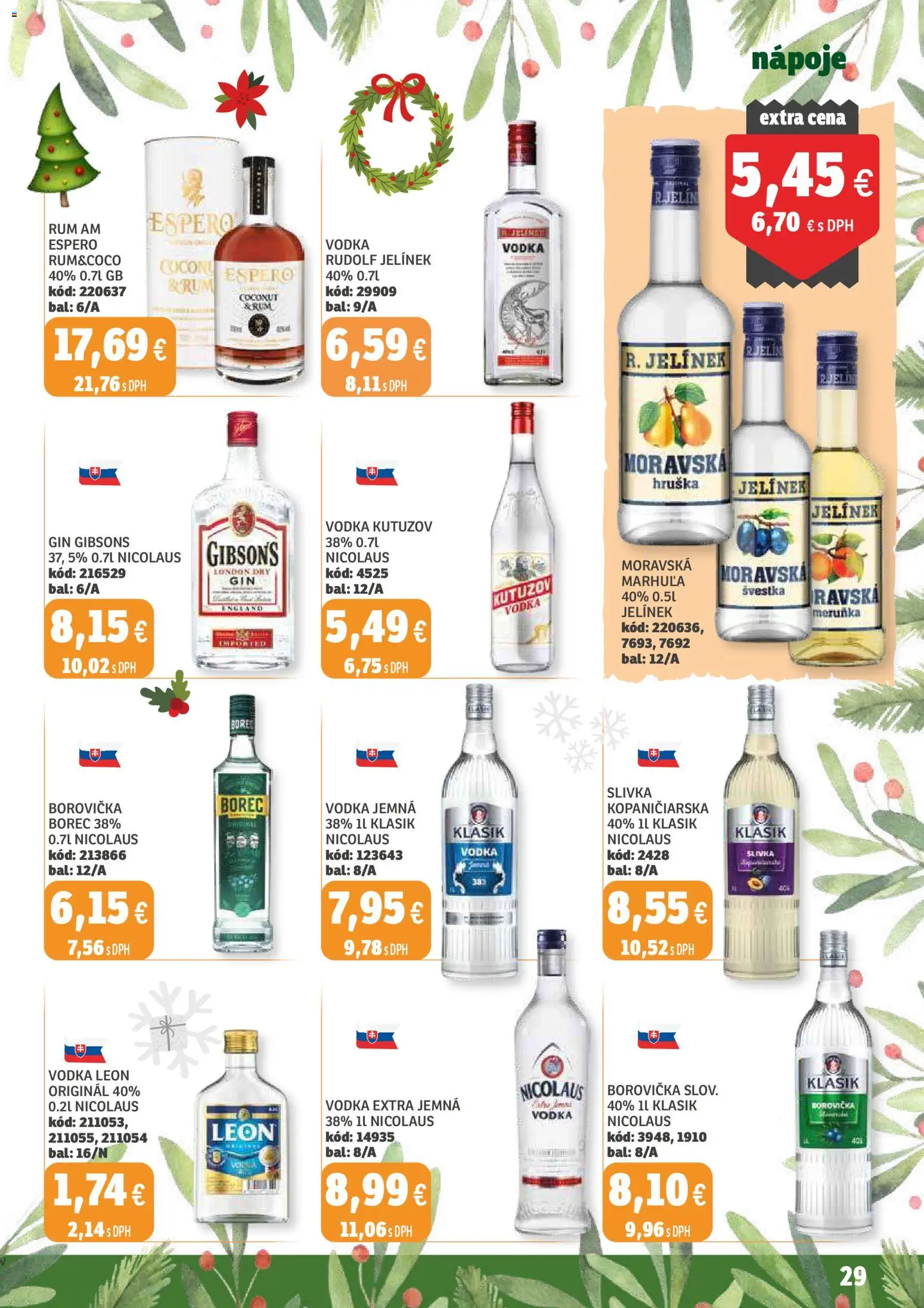Nové Labaš akcie – leták je platný od 28.11.2025 | Strana: 29 | Produkty: Borovička, Vodka, Rum, Nicolaus vodka