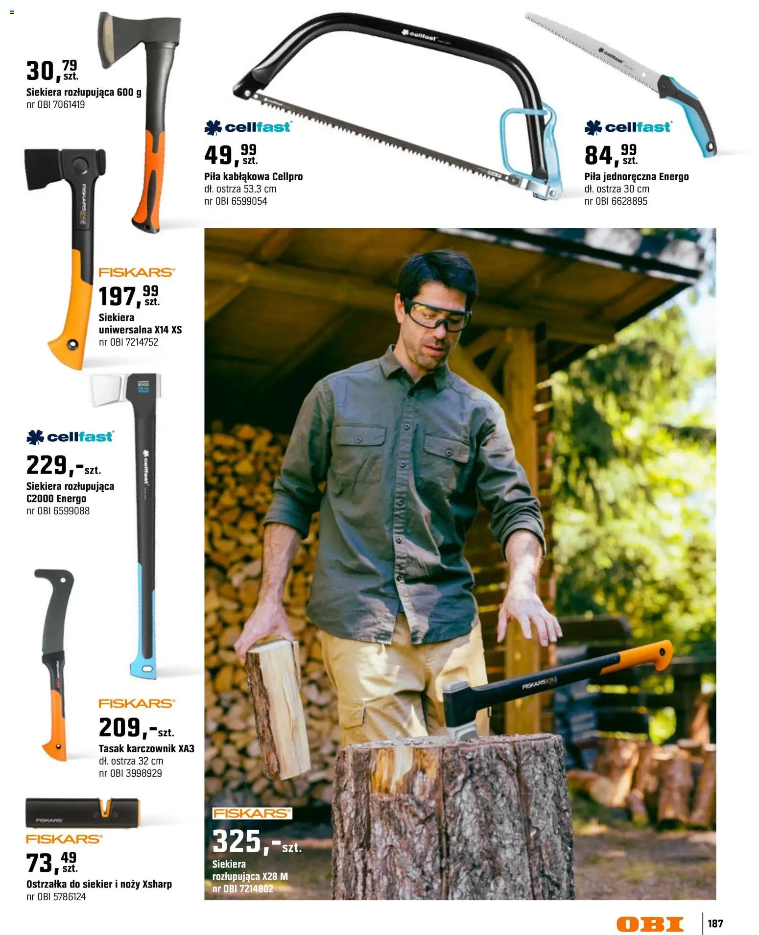 OBI gazetka - Ogród od 11.03.2026 | Strona: 187 | Produkty: Siekiera rozłupująca, Siekiera