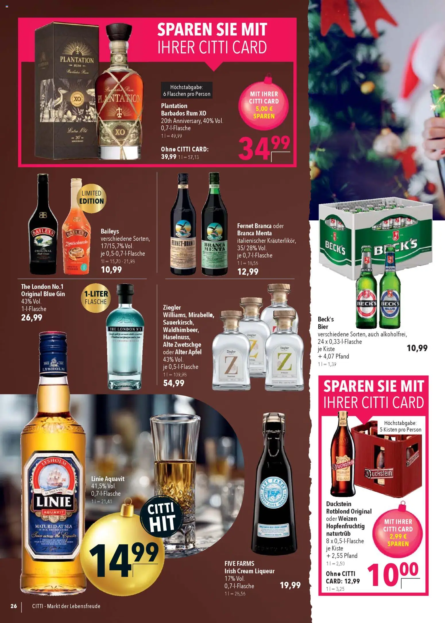 CITTI Markt Prospekt 	 – gültig ab 17.12.2025 | Seite: 26 | Produkte: Bier, Rum, Baileys, Gin