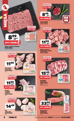 Netto gazetka - Spożywcza od 14.07.2025 | Strona: 8 | Produkty: Karkówka, Tatar wołowy, Mięso, Kotlety