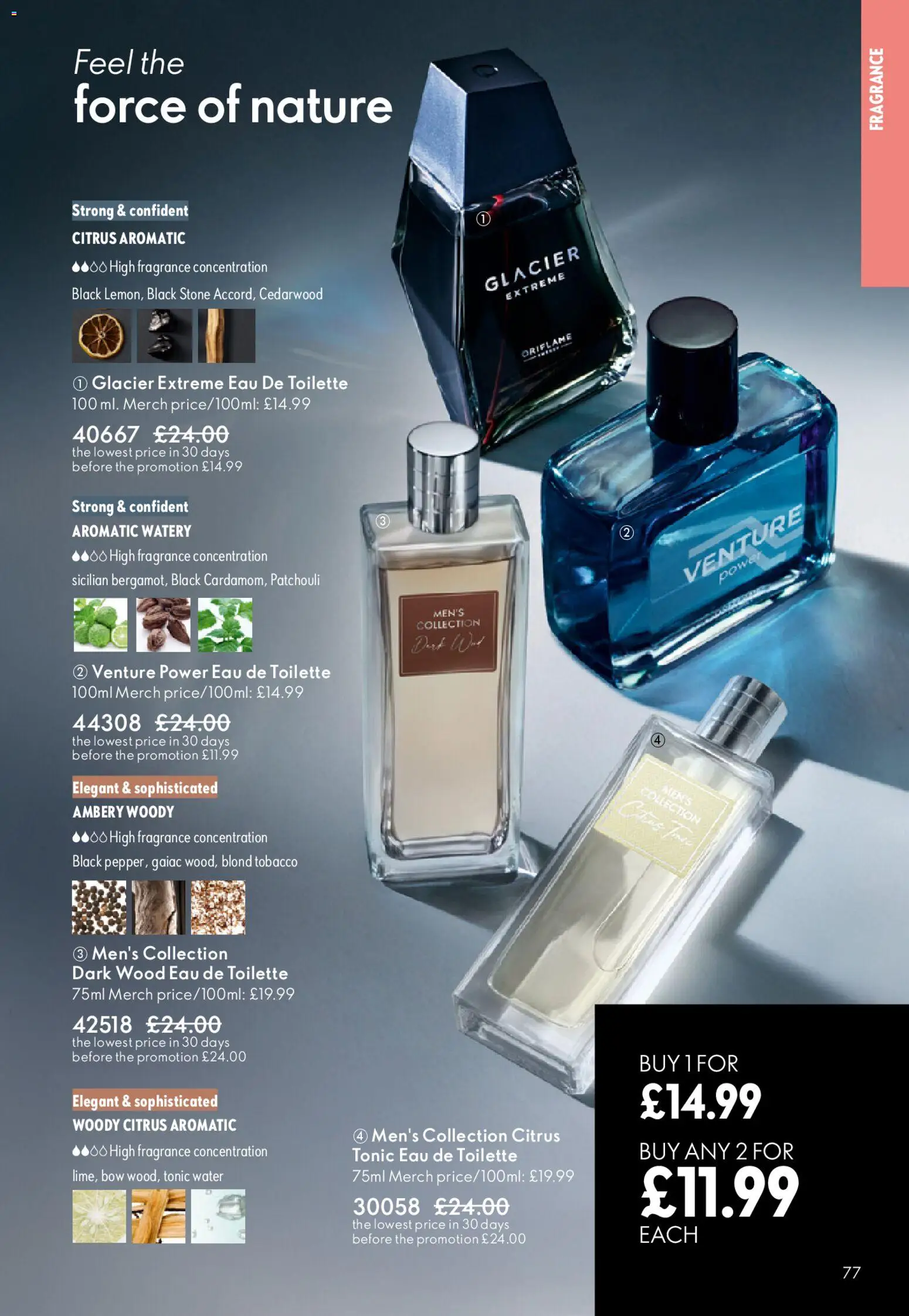 {H1} | Page: 77 | Products: Fragrance, Eau de toilette, Tonic water