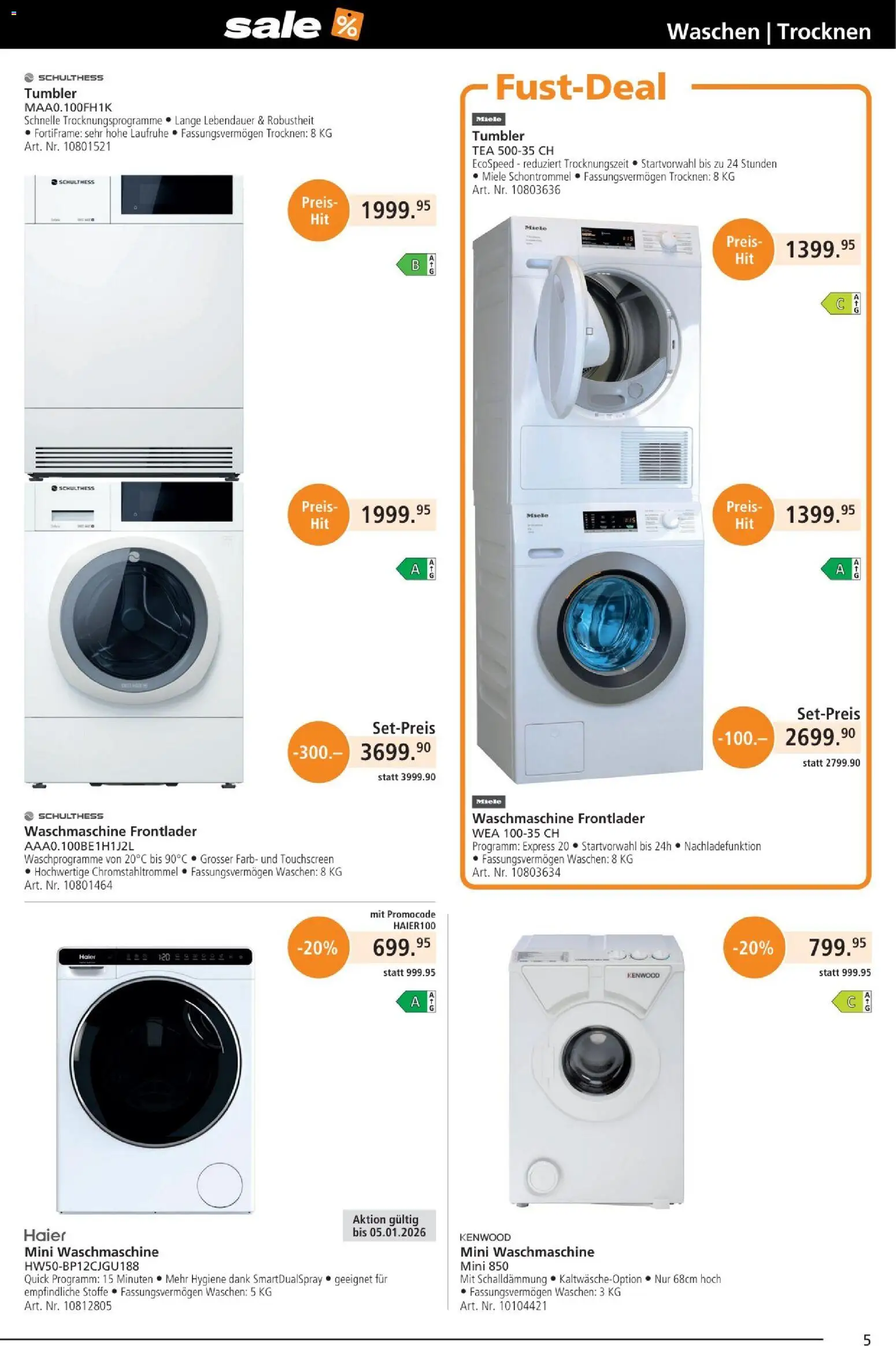 Fust Aktionen – gültig ab 25.12.2025 | Seite: 5 | Produkte: Waschmaschine, Miele