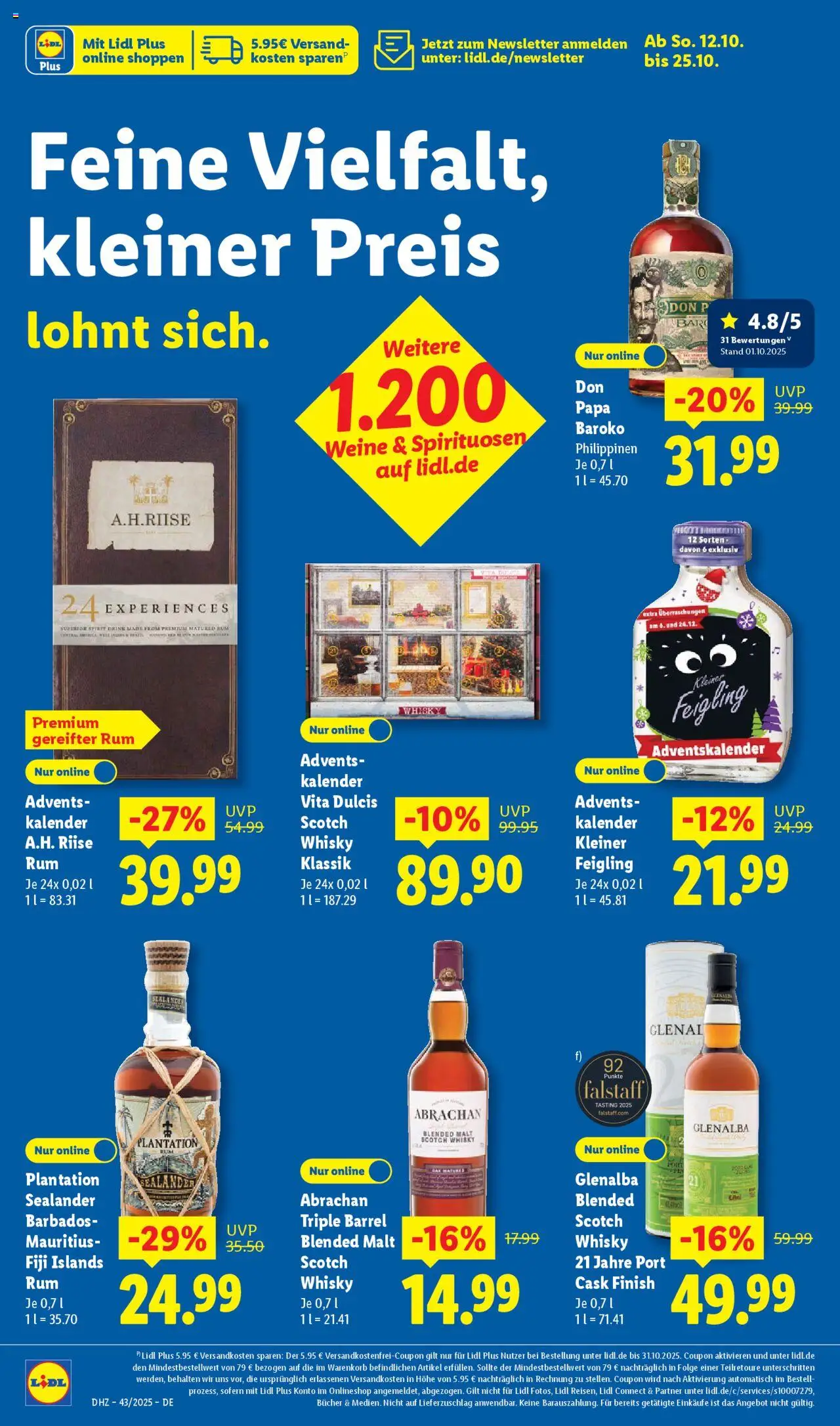 Lidl Prospekt Kornwestheim – gültig ab 20.10.2025 | Seite: 60 | Produkte: Whisky, Kleiner feigling, Rum, Finish