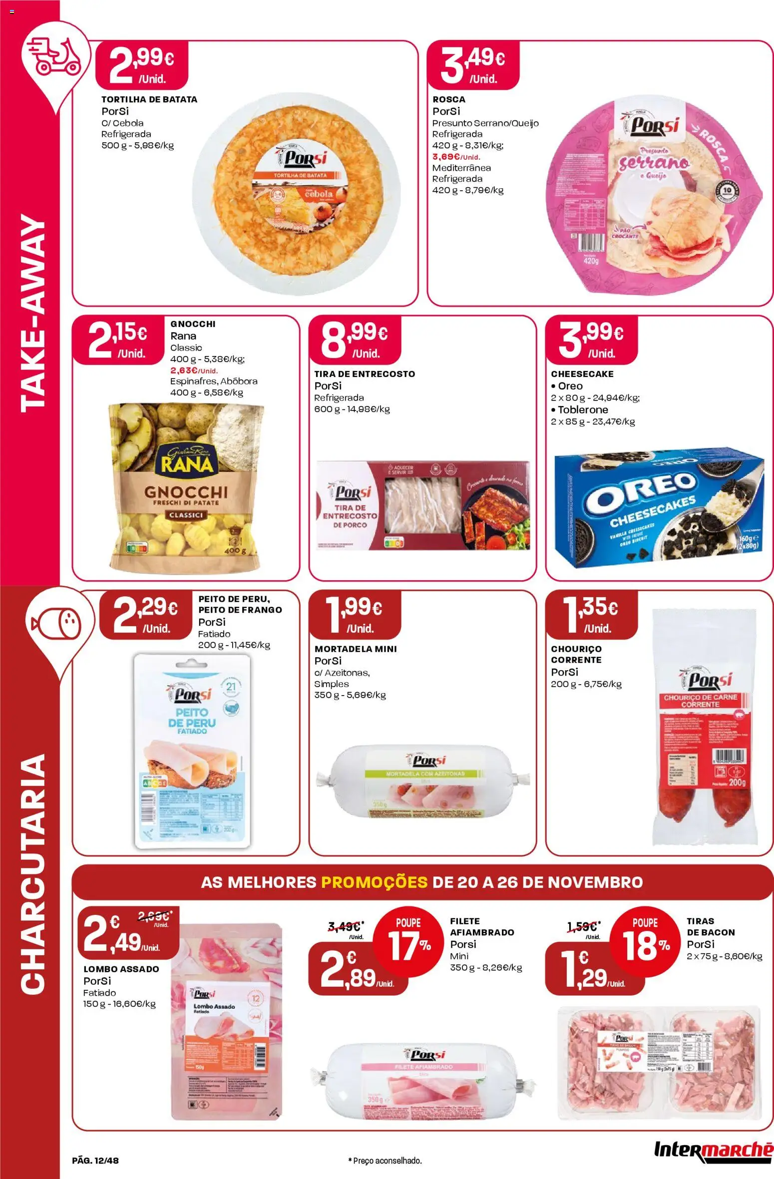 Intermarché folheto │ válido de 20.11.2025 | Página: 12 | Produtos: Azeitonas, Bacon, Frango, Lombo