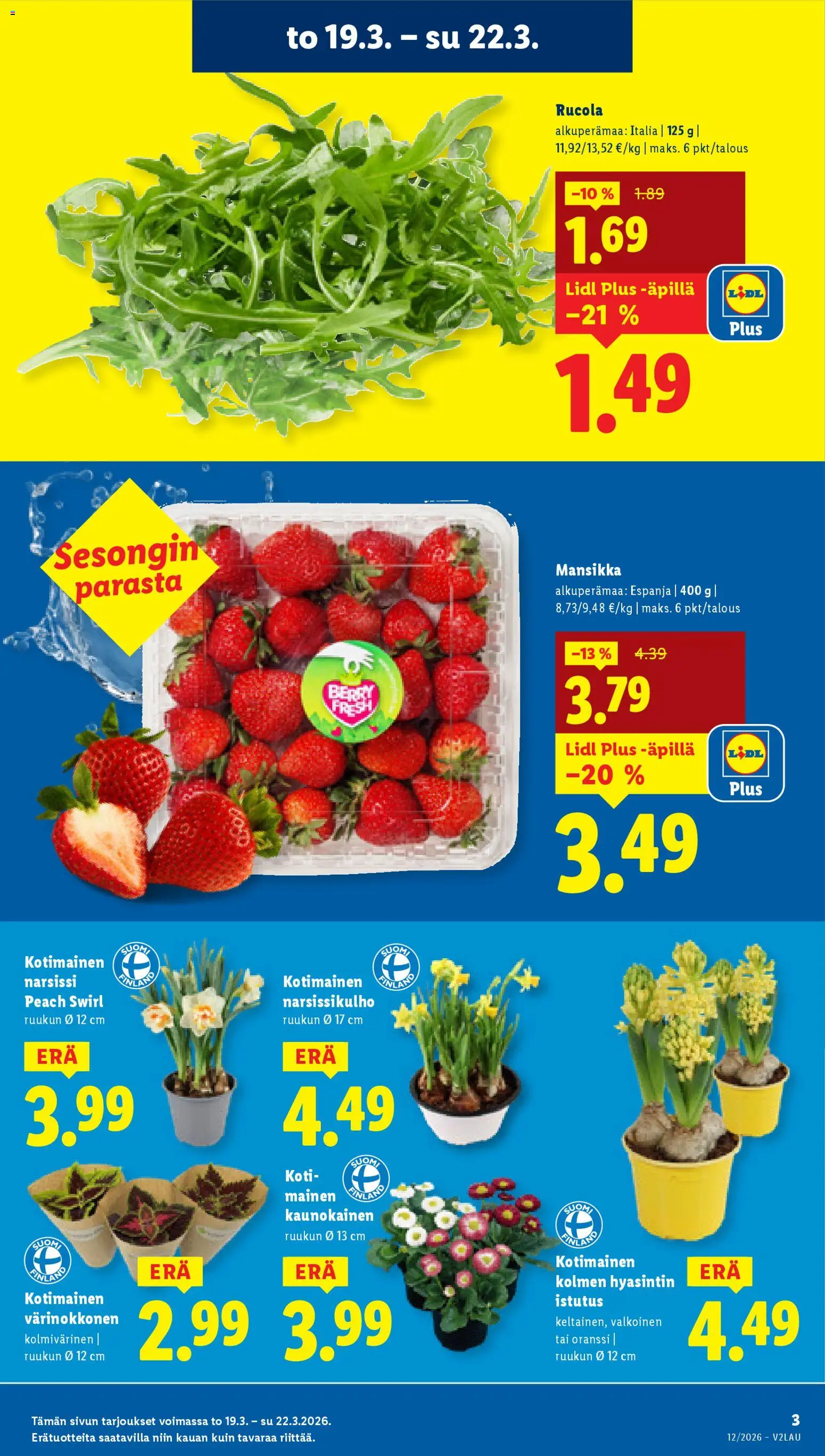 Lidl tarjoukset – voimassa 19.03.2026 alkaen | Sivu: 3 | Tuotteet: Rucola