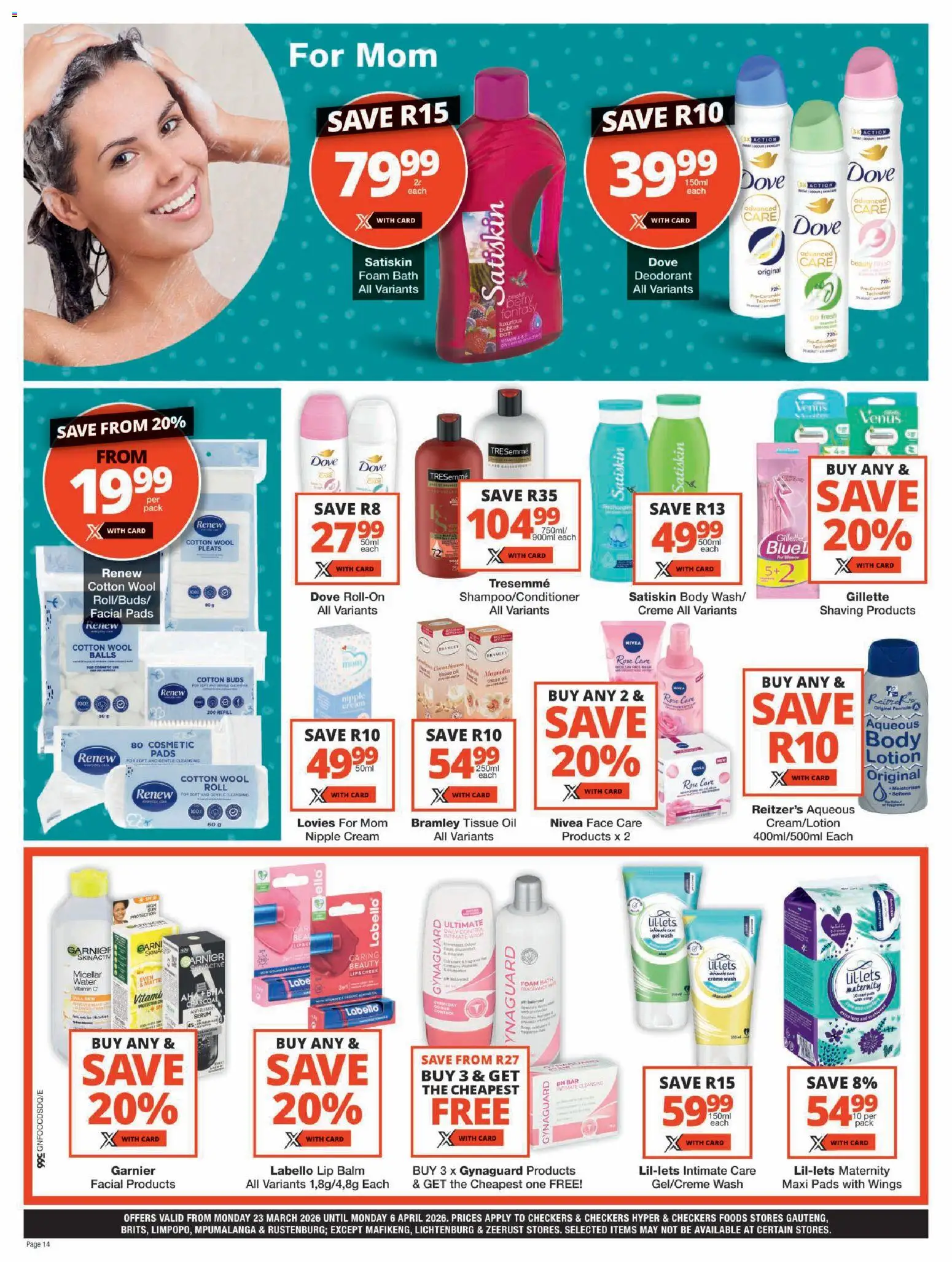 New Checkers catalogue – valid from 23.03.2026 | Page: 14 | Products: Serum, Pads, Water, Foam