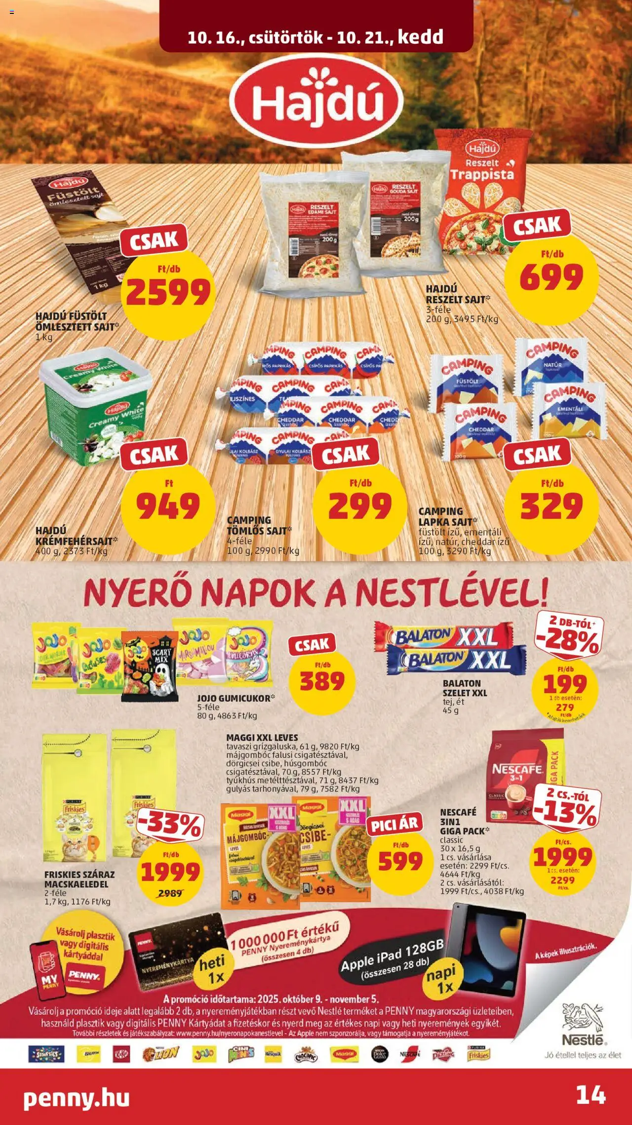 PENNY akciós ujság - amely érvényes a következő dátumtól: 16.10.2025 | Oldal: 18 | Termékek: Macskaeledel, Reszelt sajt, Maggi, Sajt