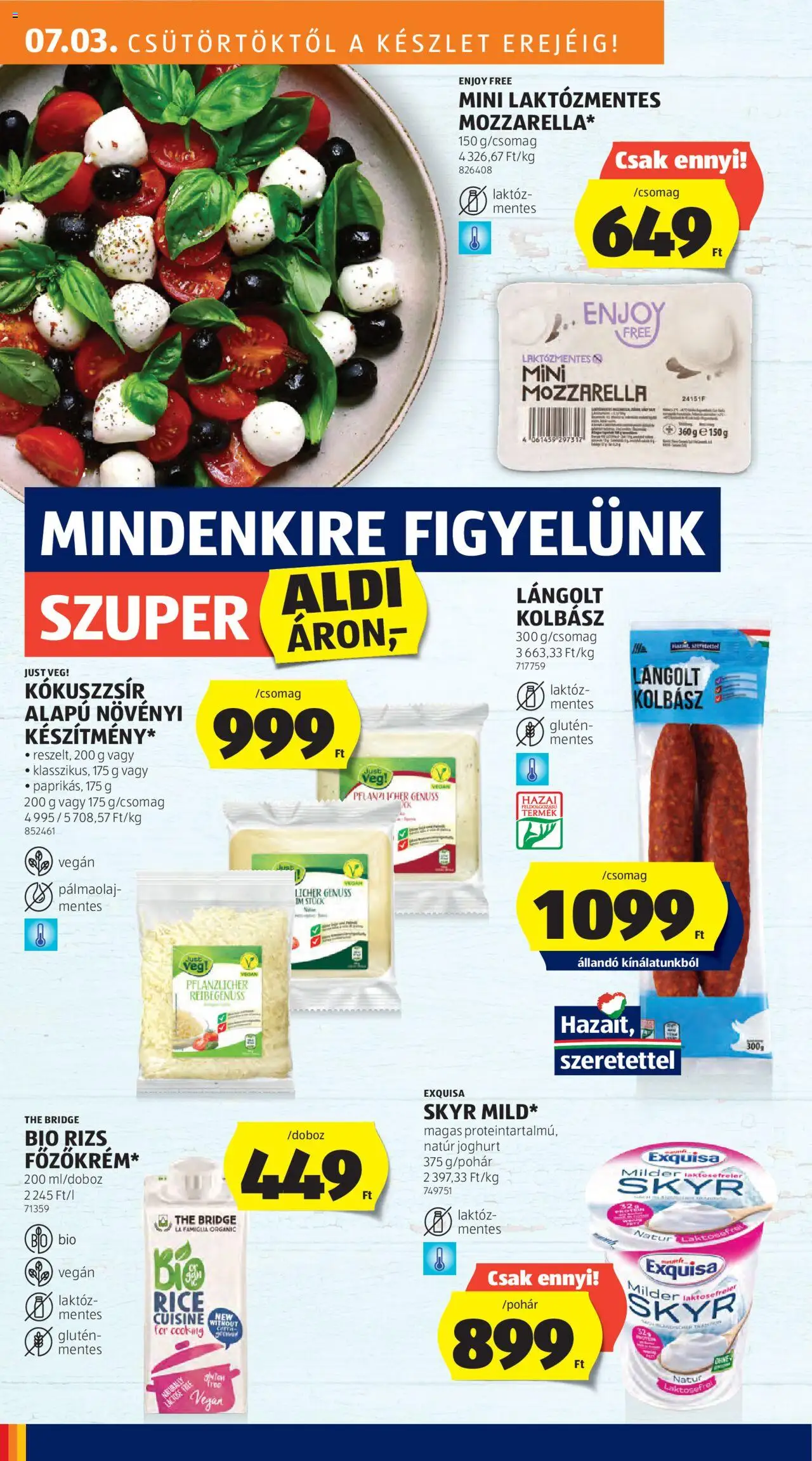 Aldi akciós ujság - amely érvényes a következő dátumtól: 03.07.2025 | Oldal: 18 | Termékek: Mozzarella, Kolbász, Lángolt kolbász, Joghurt
