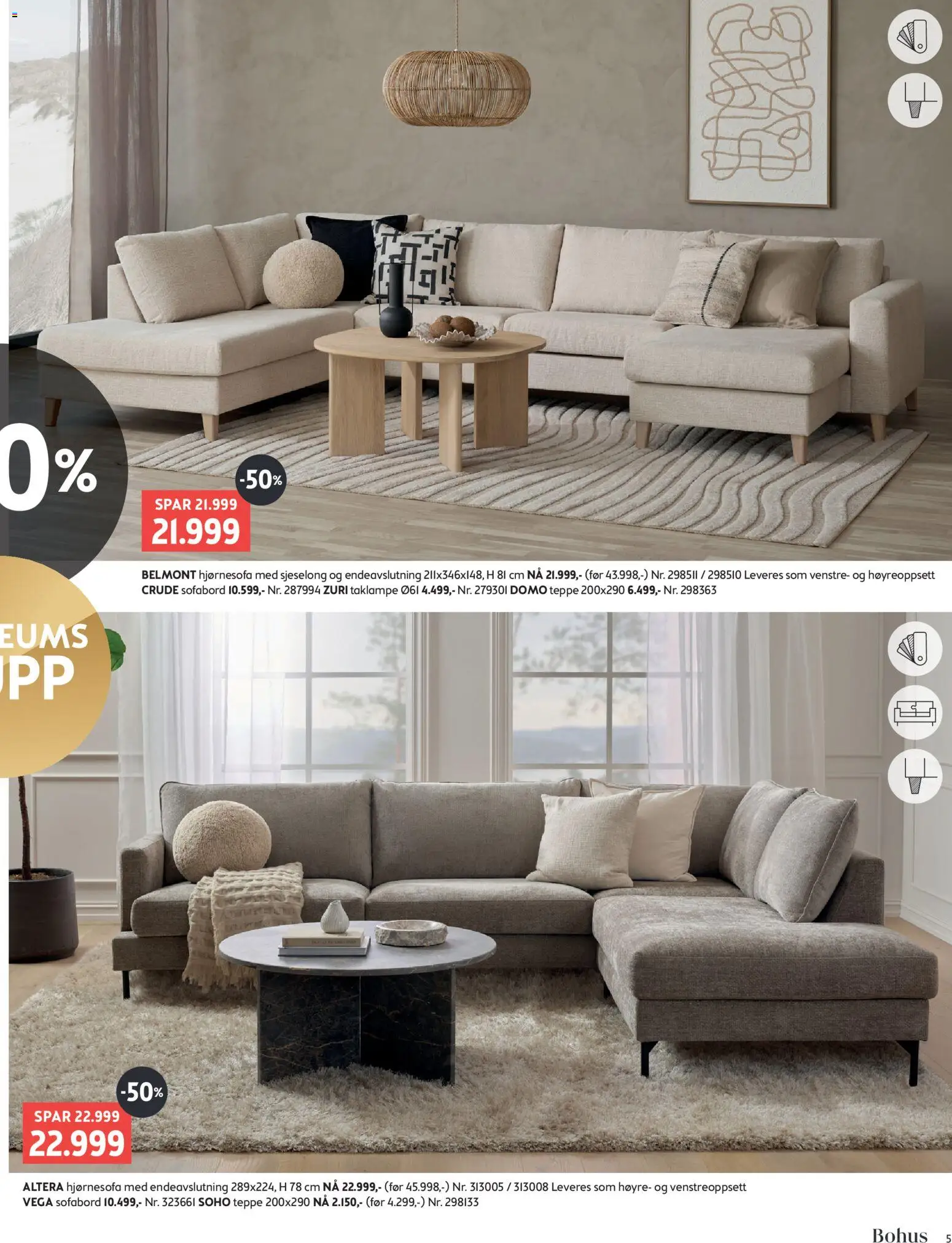 {H1} | Side: 5 | Produkter: Taklampe, Teppe, Sjeselong