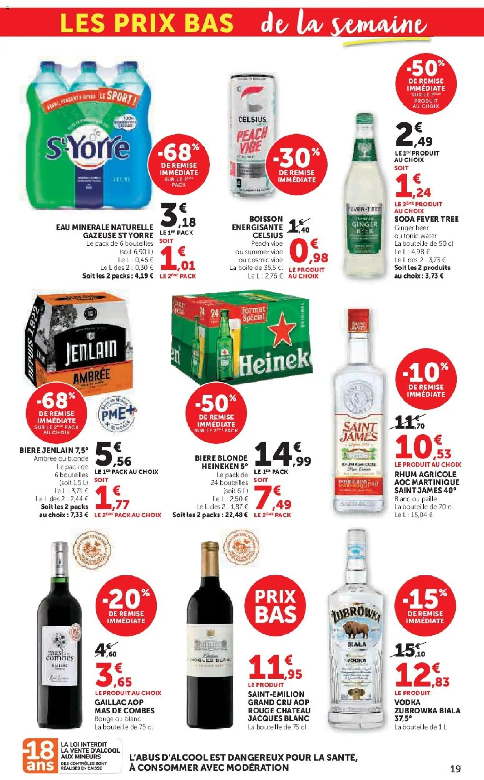{H1} | Page: 19 | Produits: Vodka, Bière blonde, Rhum, Heineken