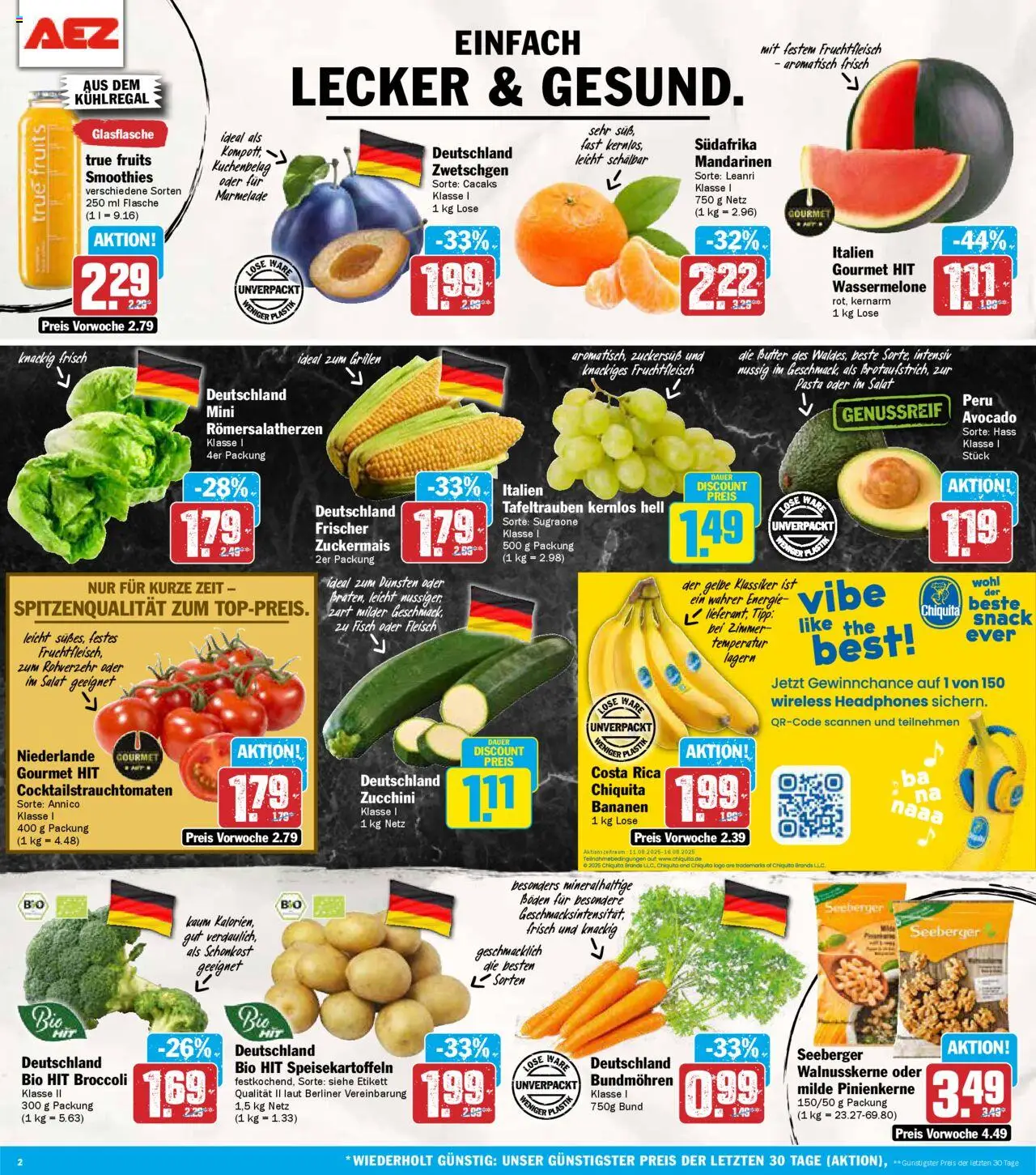 AEZ Prospekt 	 - gültig ab dem 11.08.2025 | Seite: 2 | Produkte: Butter, Mandarinen, Pasta, Salat