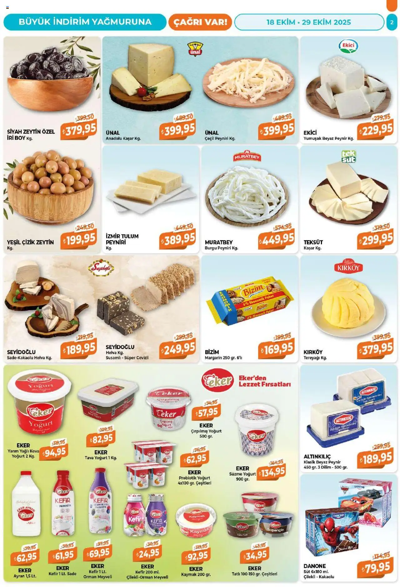 Çağrı Market Katalog - 18.10.2025 tarihinden itibaren geçerlidir | Sayfa: 2 | Ürünler: Süt, Yoğurt, Ekici, Zeytin