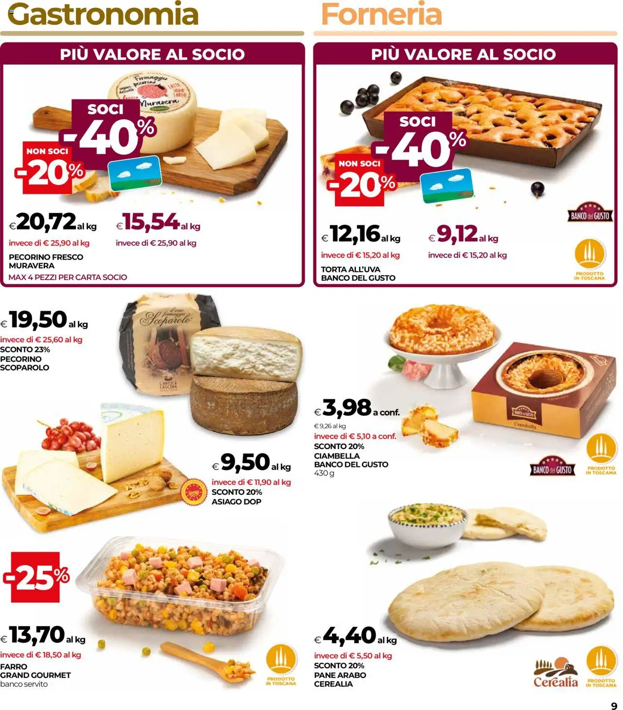Volantino COOP del 14.08.2025 | Pagina: 9 | Prodotti: Pane, Torta, Pecorino, Farro