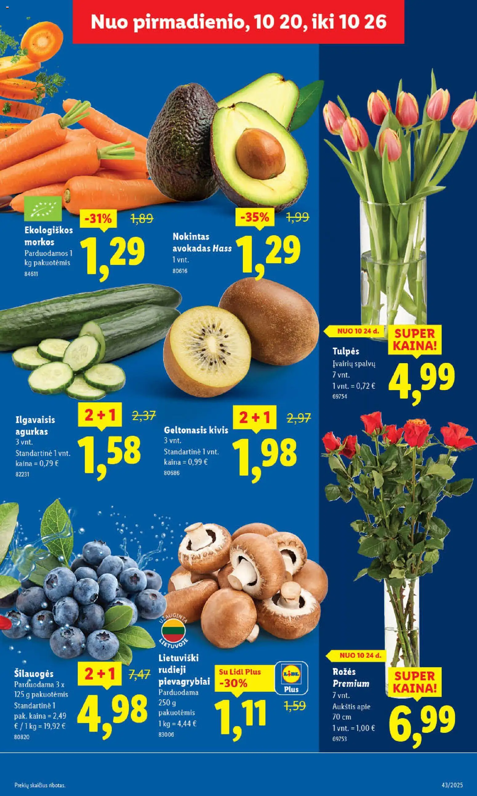 LIDL akcijos nuo 23.10.2025 | Puslapis: 9 | Prekių: Agurkas, Pievagrybiai, Šilauogės, Morkos