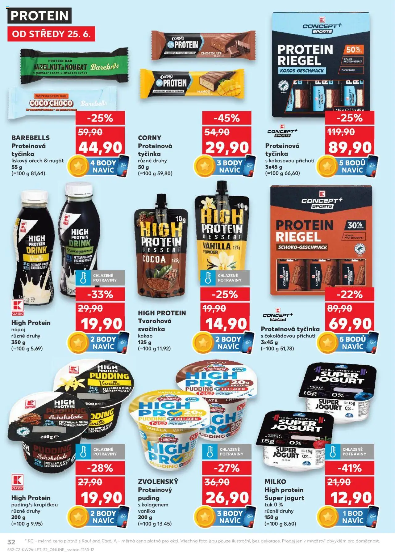 Kaufland leták od 25.06.2025 | Strana: 32 | Produkty: Proteinový puding, Potraviny, Protein drink, Kakao