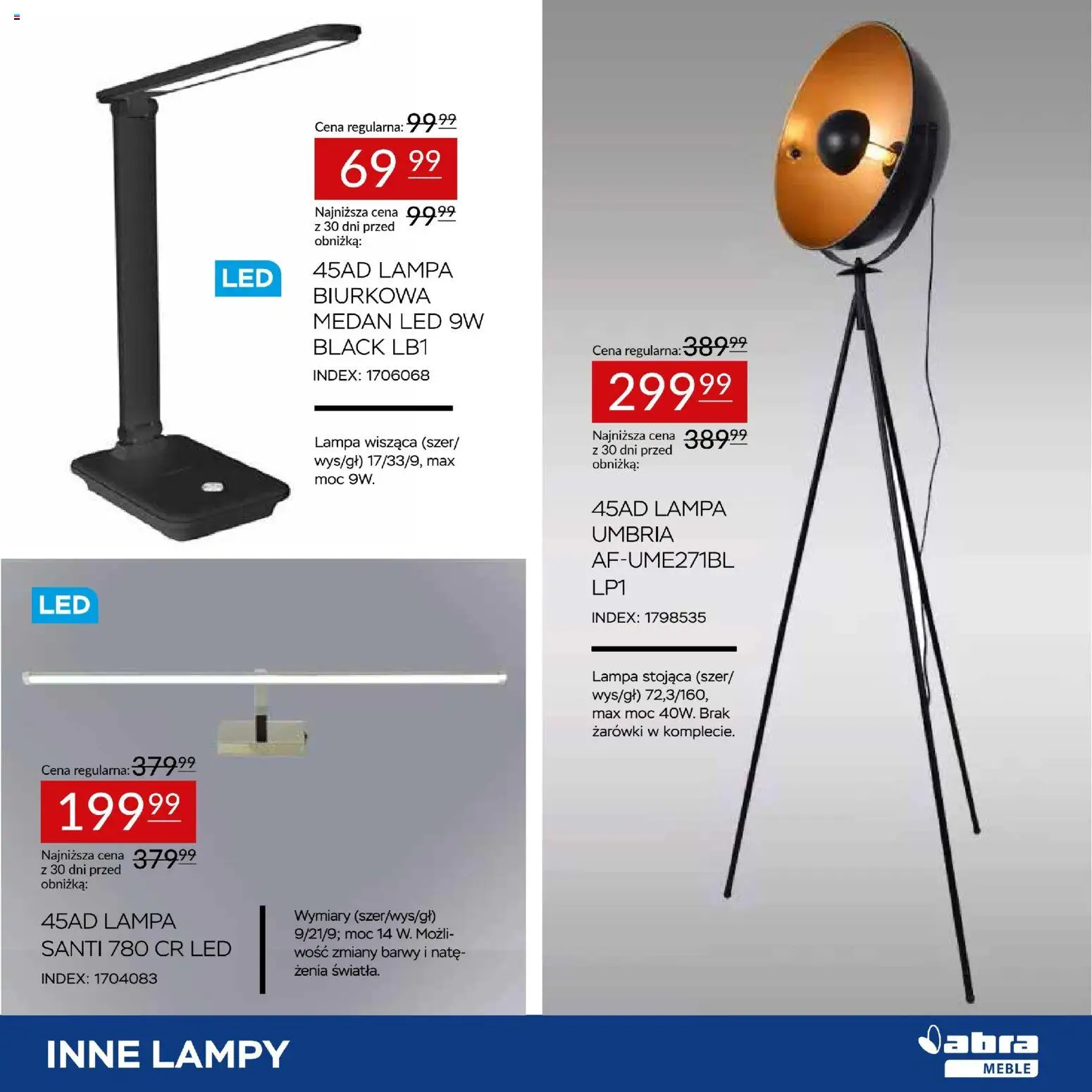 Abra meble Gazetka od 20.02.2026 | Strona: 19 | Produkty: Lampa, Żarówki