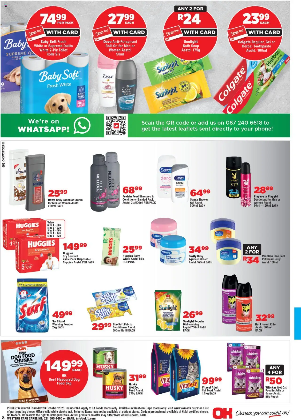 New OK Foods catalogue – valid from 15.10.2025 | Page: 8 | Products: Phone, Bath, Toothpaste, Petroleum jelly