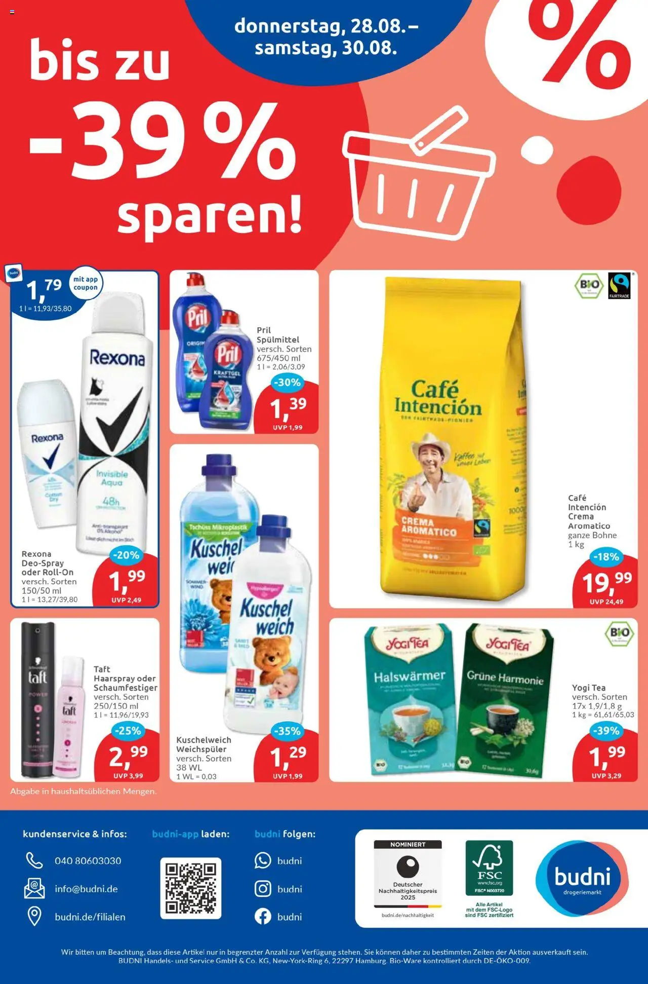 Budni Prospekt 	 - gültig ab dem 25.08.2025 | Seite: 8 | Produkte: Kuschelweich, Haarspray, Deospray, Pril