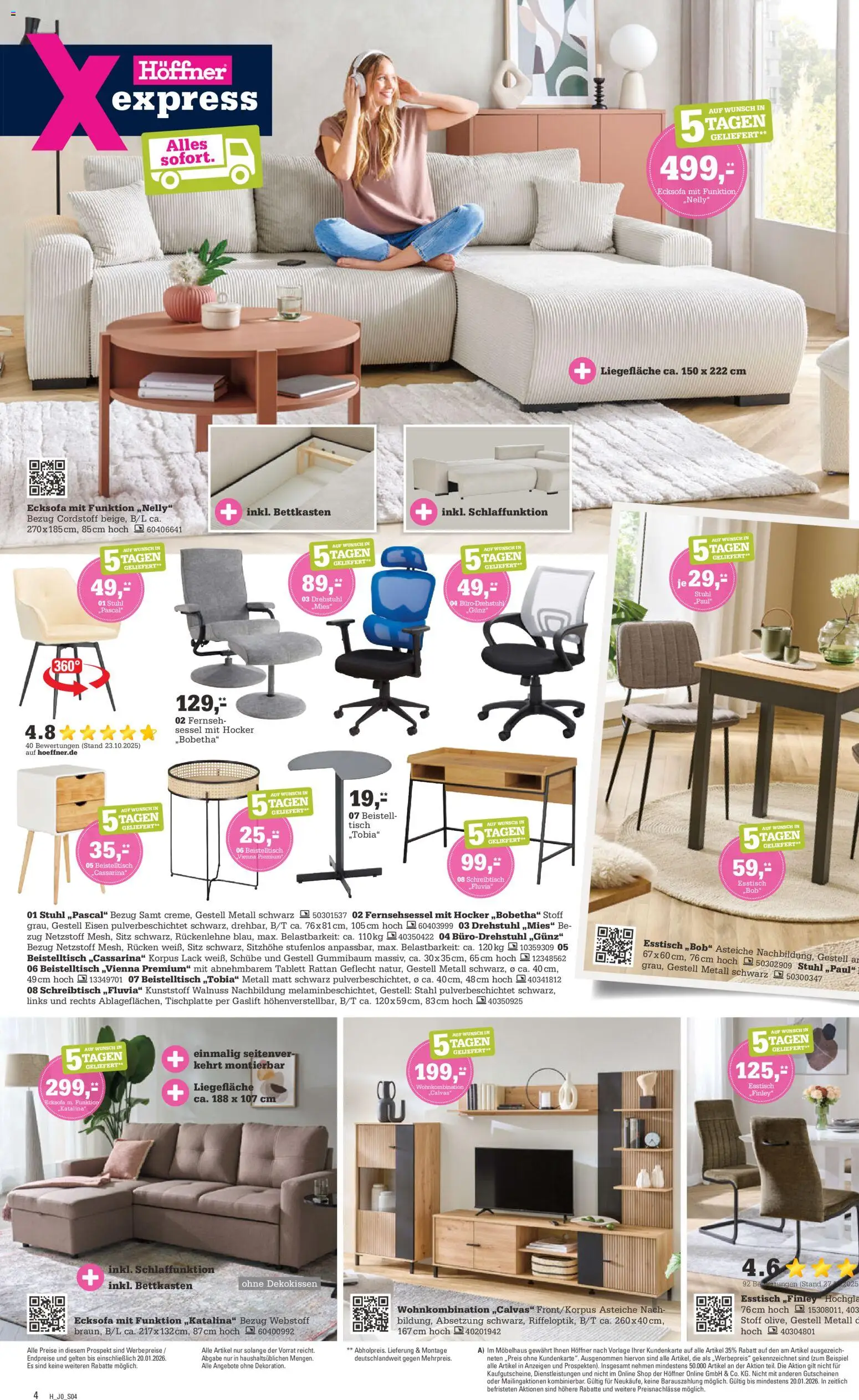 Höffner Prospekt 	 – gültig ab 02.01.2026 | Seite: 4 | Produkte: Hocker, Ecksofa, Sessel, Tisch