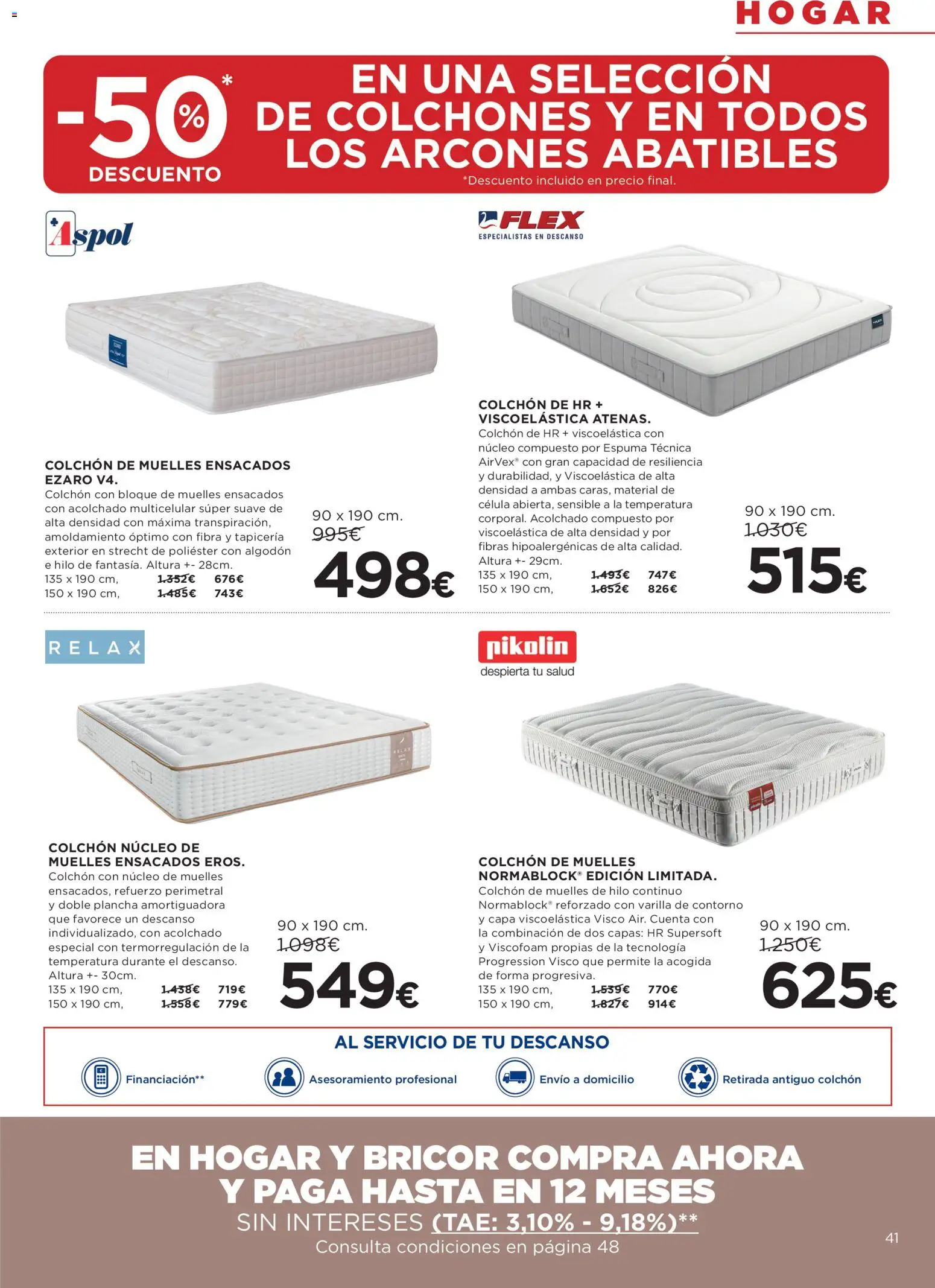 Hipercor catálogo │ válido desde el 09.04.2026 | Página: 41 | Productos: Colchon, Plancha