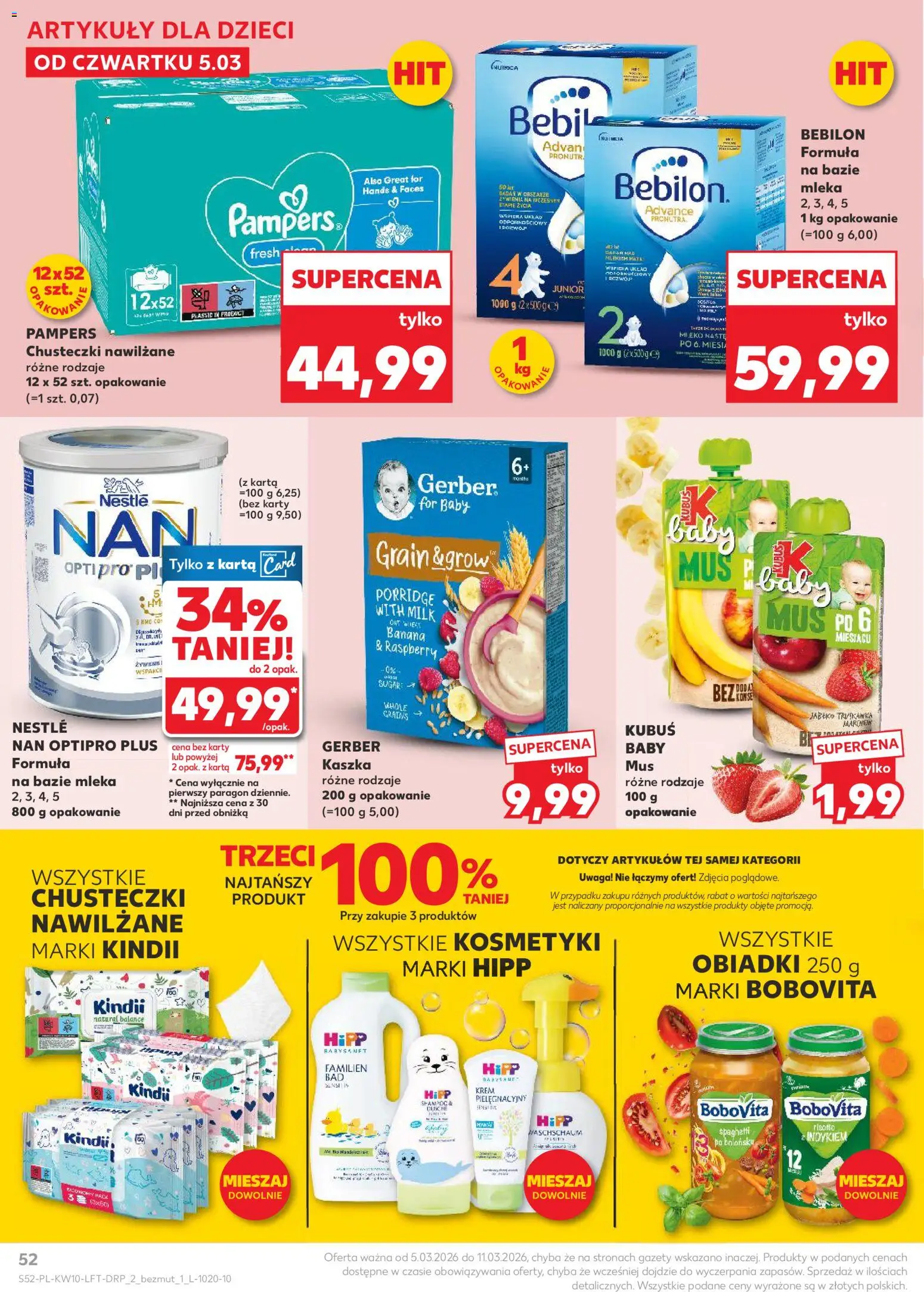 Kaufland gazetka od 05.03.2026 | Strona: 52 | Produkty: Karta, Kosmetyki, Mleka, Krem