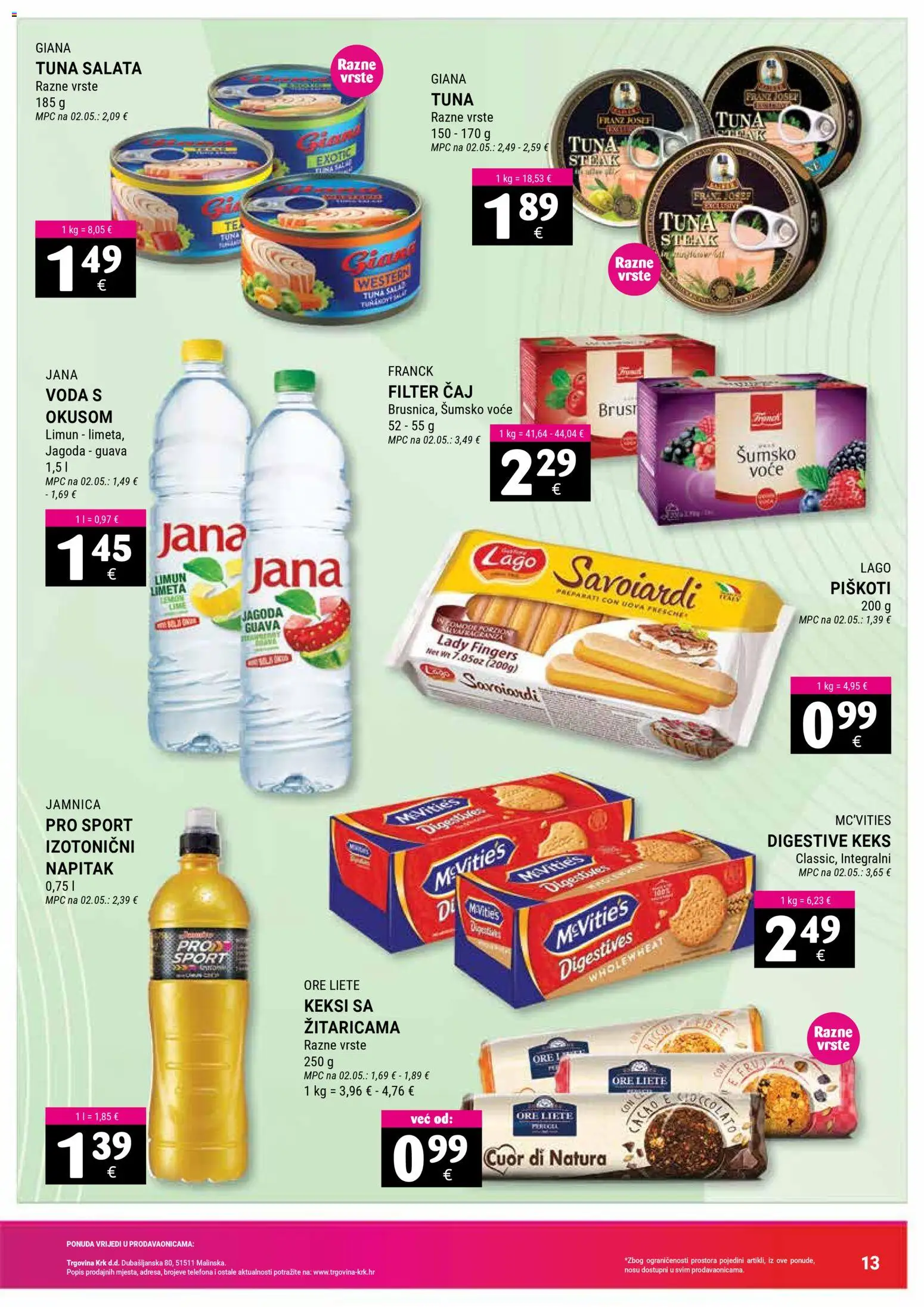 Trgovina Krk katalog | vrijedi od 16.01.2026 | Stranica: 13 | Proizvodi: Voda, Voće, Limeta, Tuna