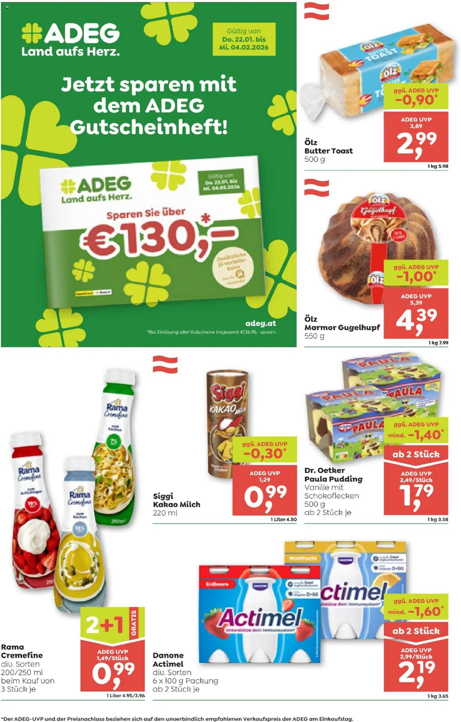 ADEG Flugblatt gültig ab 22.01.2026 | Seite: 6 | Produkte: Milch, Butter