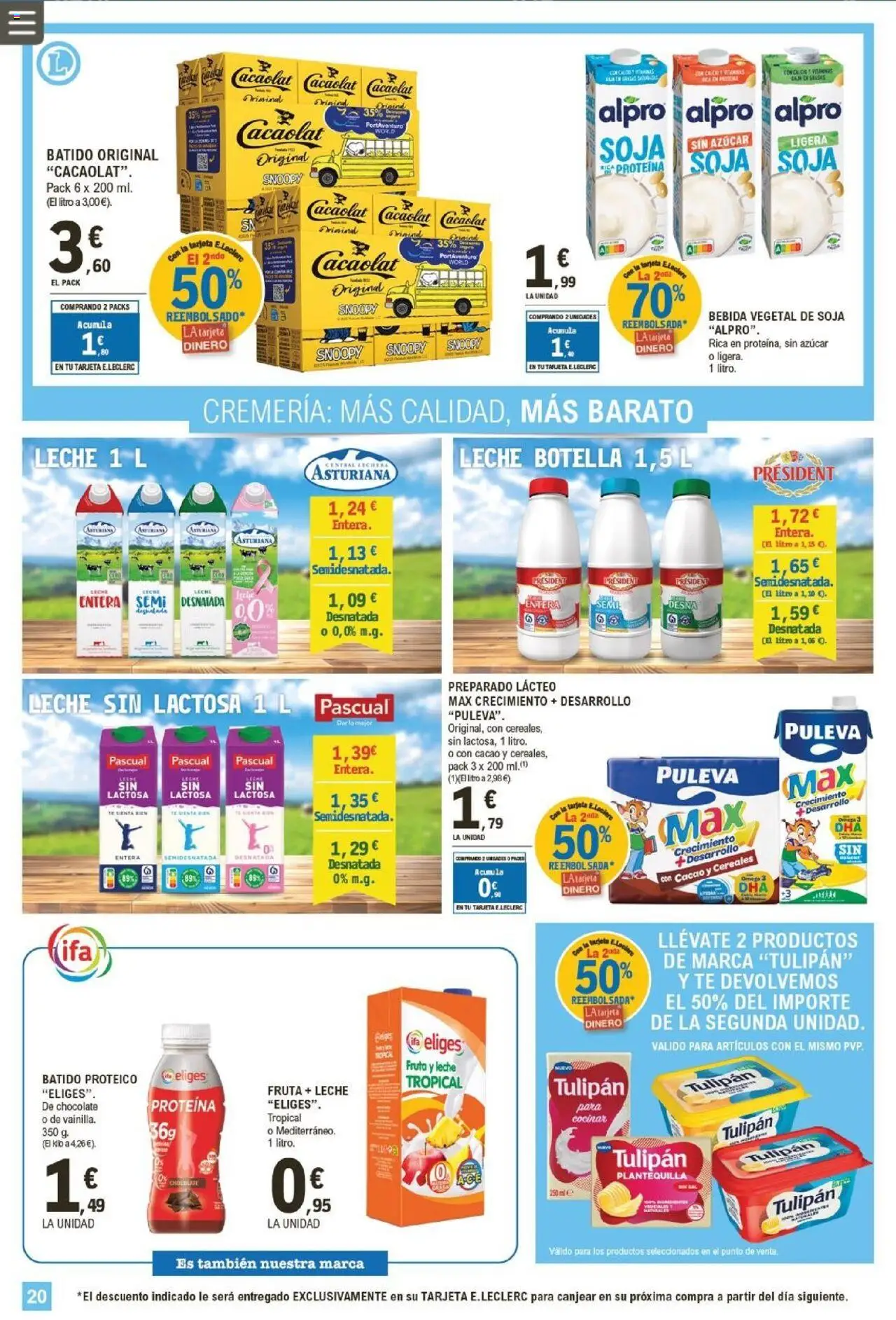 E.Leclerc folleto │ válido desde el 10.09.2025 | Página: 20 | Productos: Leche entera, Δοχείο φοντί, Cereales, Φρυγανιές σικάλεως