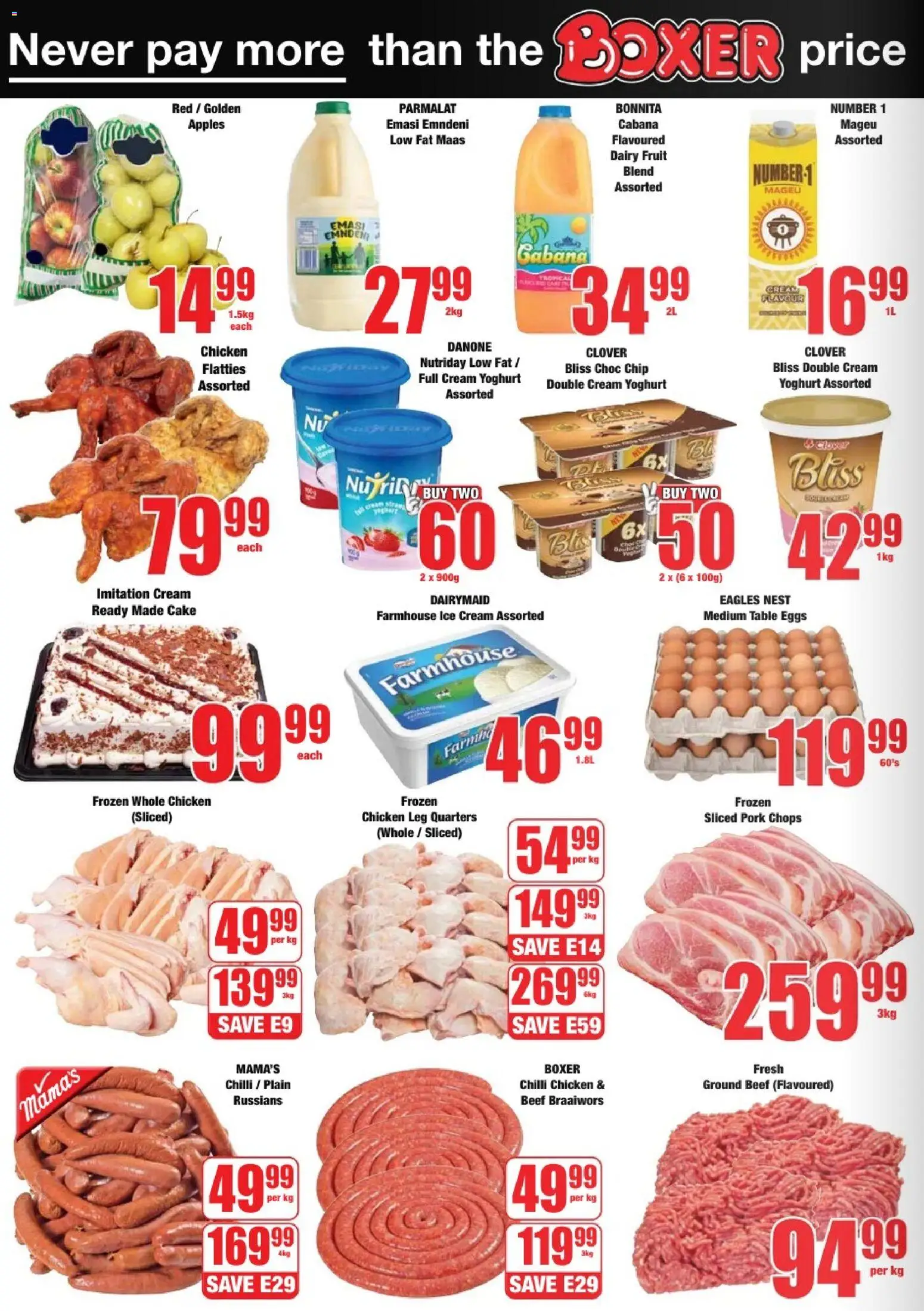 New Boxer catalogue – valid from 05.03.2026 | Page: 2 | Products: Cake, Table, Chicken, Pork