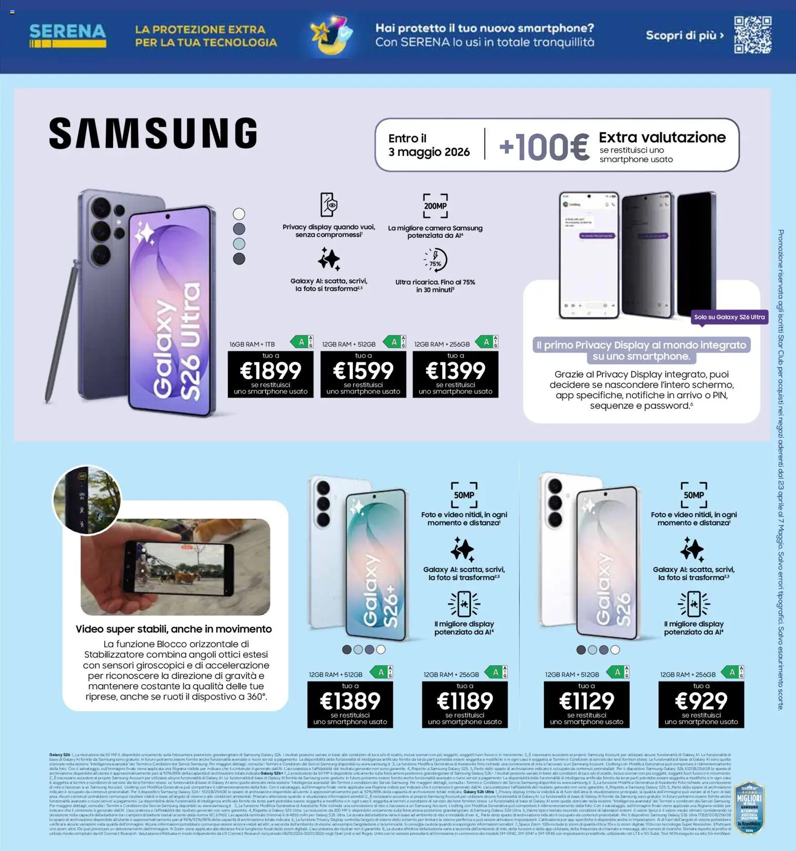 Volantino Euronics del 23.04.2026 | Pagina: 3 | Prodotti: Schermo, Samsung Galaxy, Fotocamera, Samsung