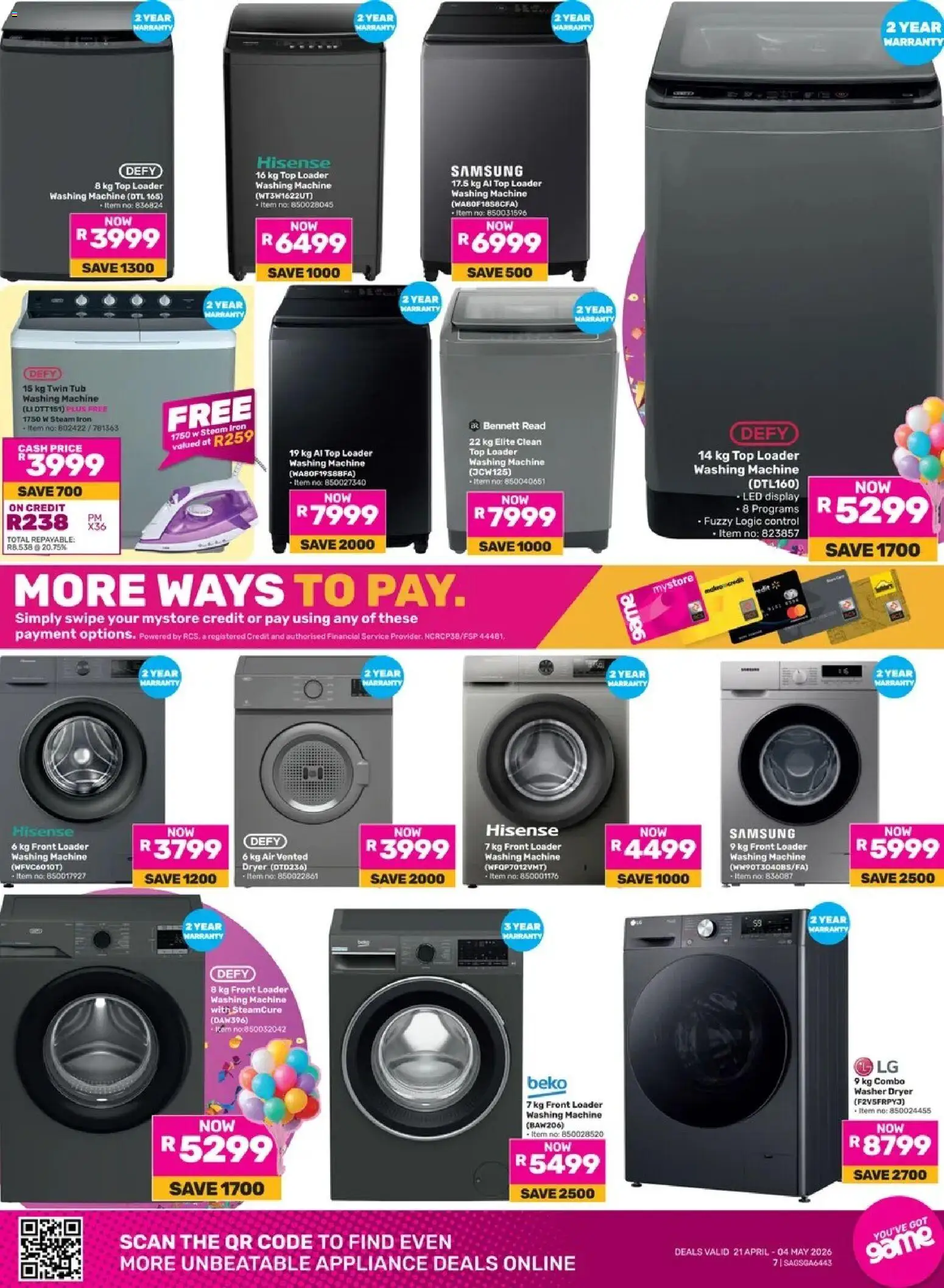 Game - 56 Years In The Game valid from 21.04.2026 | Page: 7 | Products: Washing machine, Dryer, Game, Iron