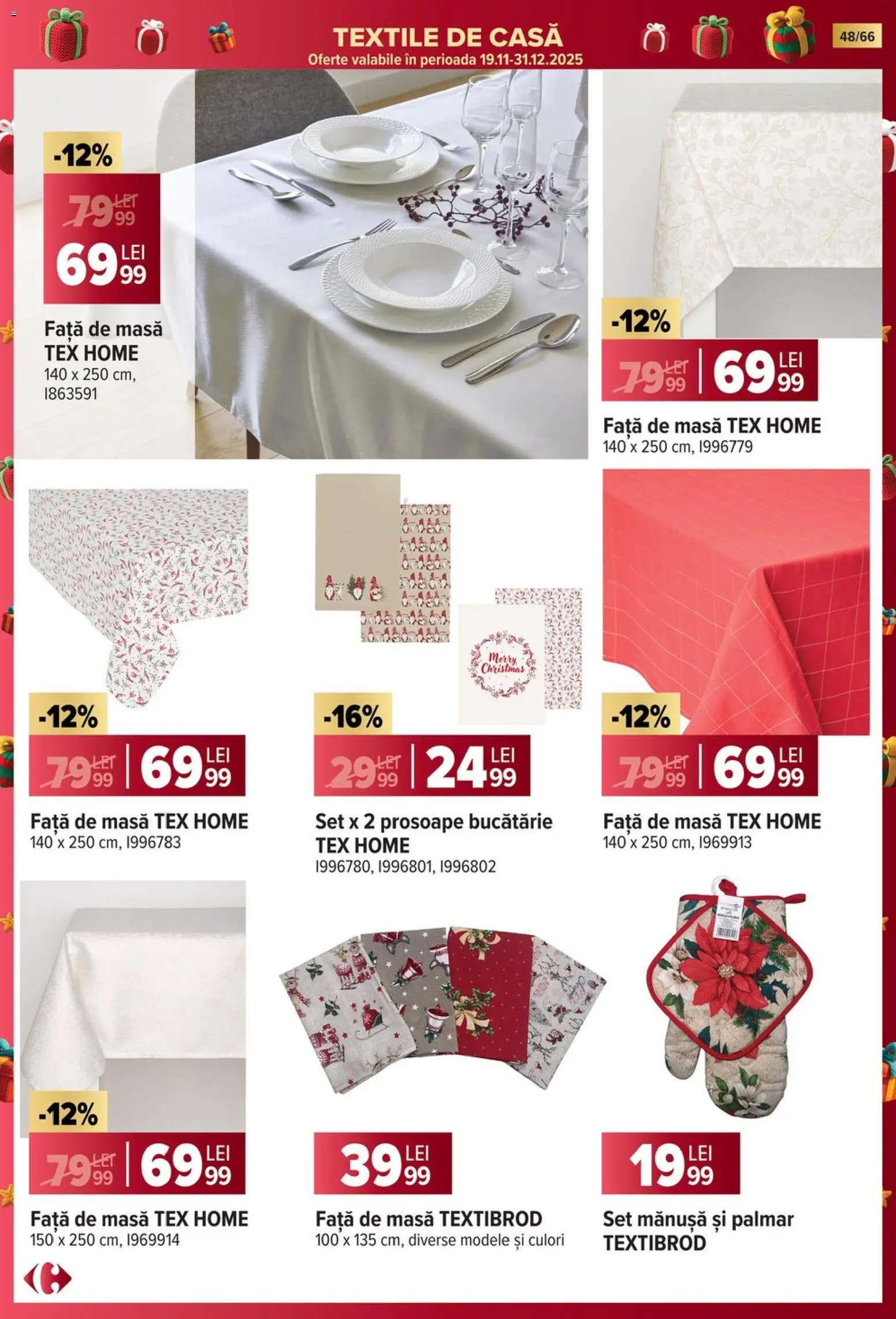 Noul catalog Carrefour – valabil de la 19.11.2025 | Pagină: 48 | Produse: Față de masă, Masă, Bucătărie