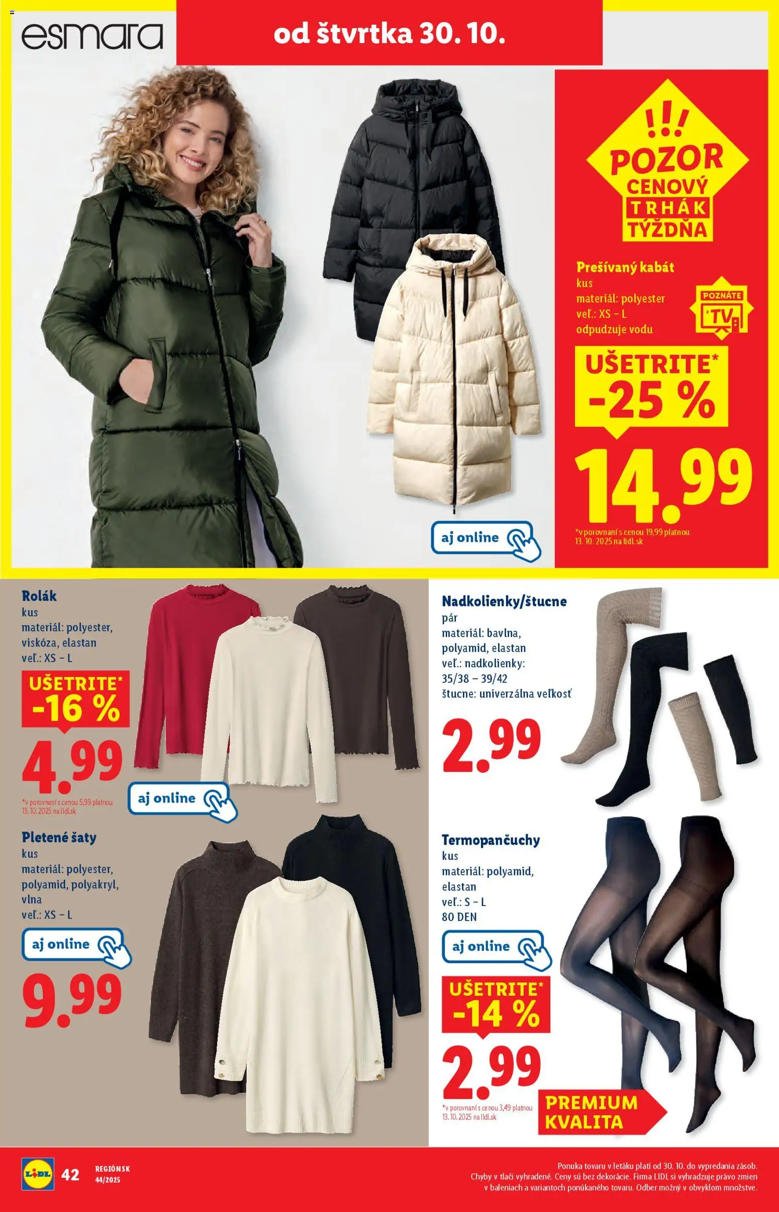 Nové Lidl akcie – leták je platný od 27.10.2025 | Strana: 78 | Produkty: Šaty, Kabát
