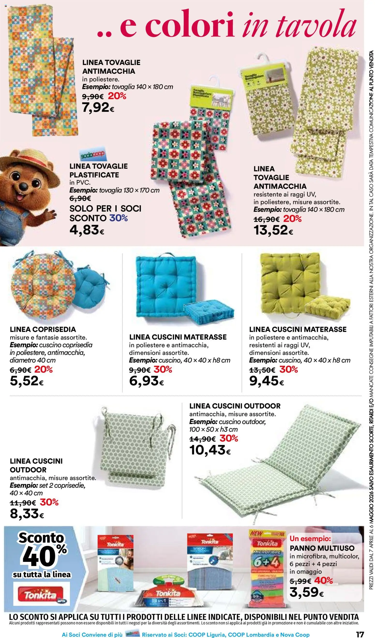 Volantino Ipercoop del 07.04.2026 | Pagina: 17 | Prodotti: Data, Cuscino, Tovaglia, Coprisedia