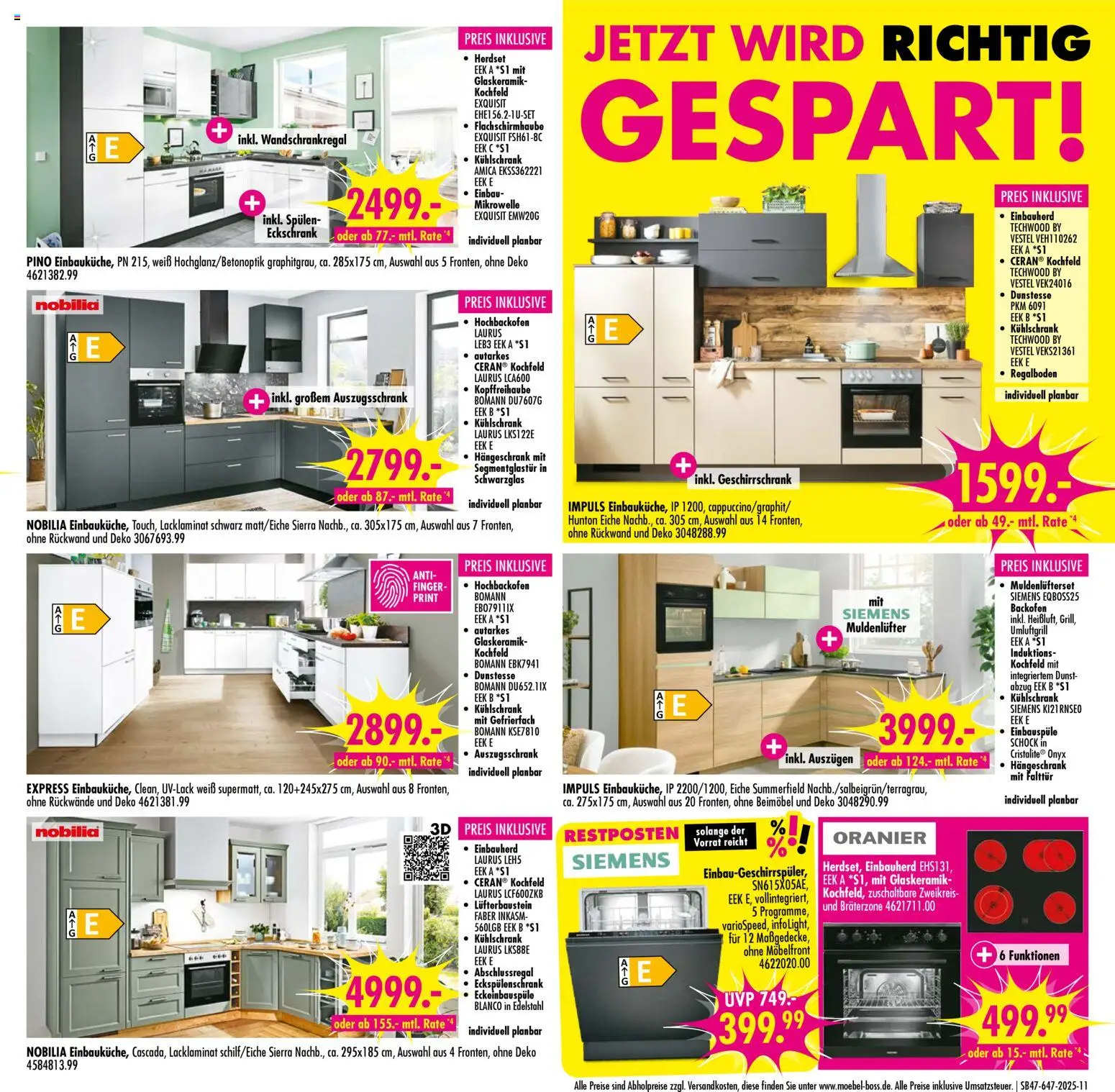 SB Möbel Boss Prospekt Neubrandenburg – gültig ab 15.11.2025 | Seite: 11 | Produkte: Siemens, Mikrowelle, Kühlschrank, Backofen