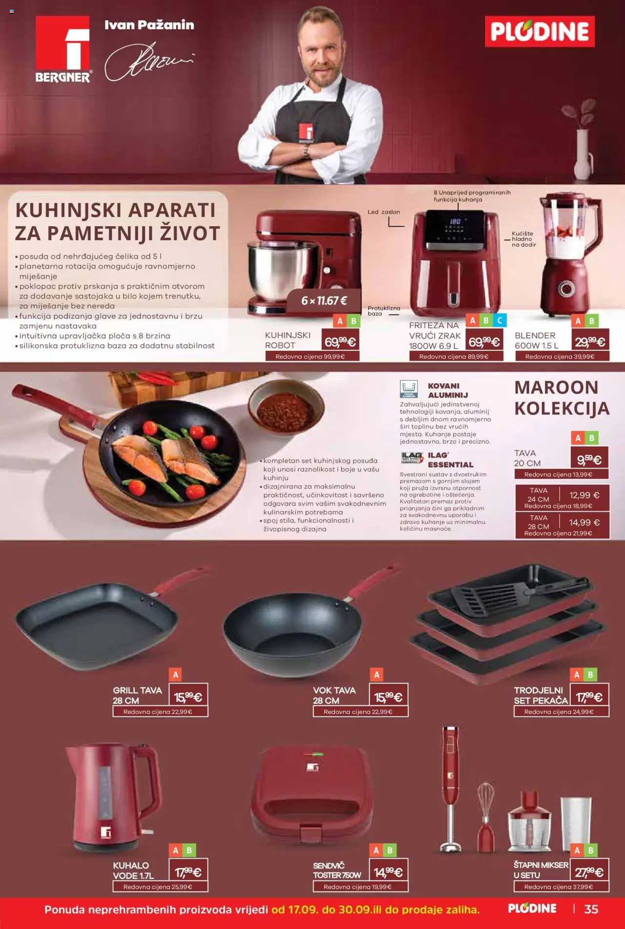 Plodine katalog | vrijedi od 17.09.2025 | Stranica: 35 | Proizvodi: Robot, Friteza, Tava, Blender