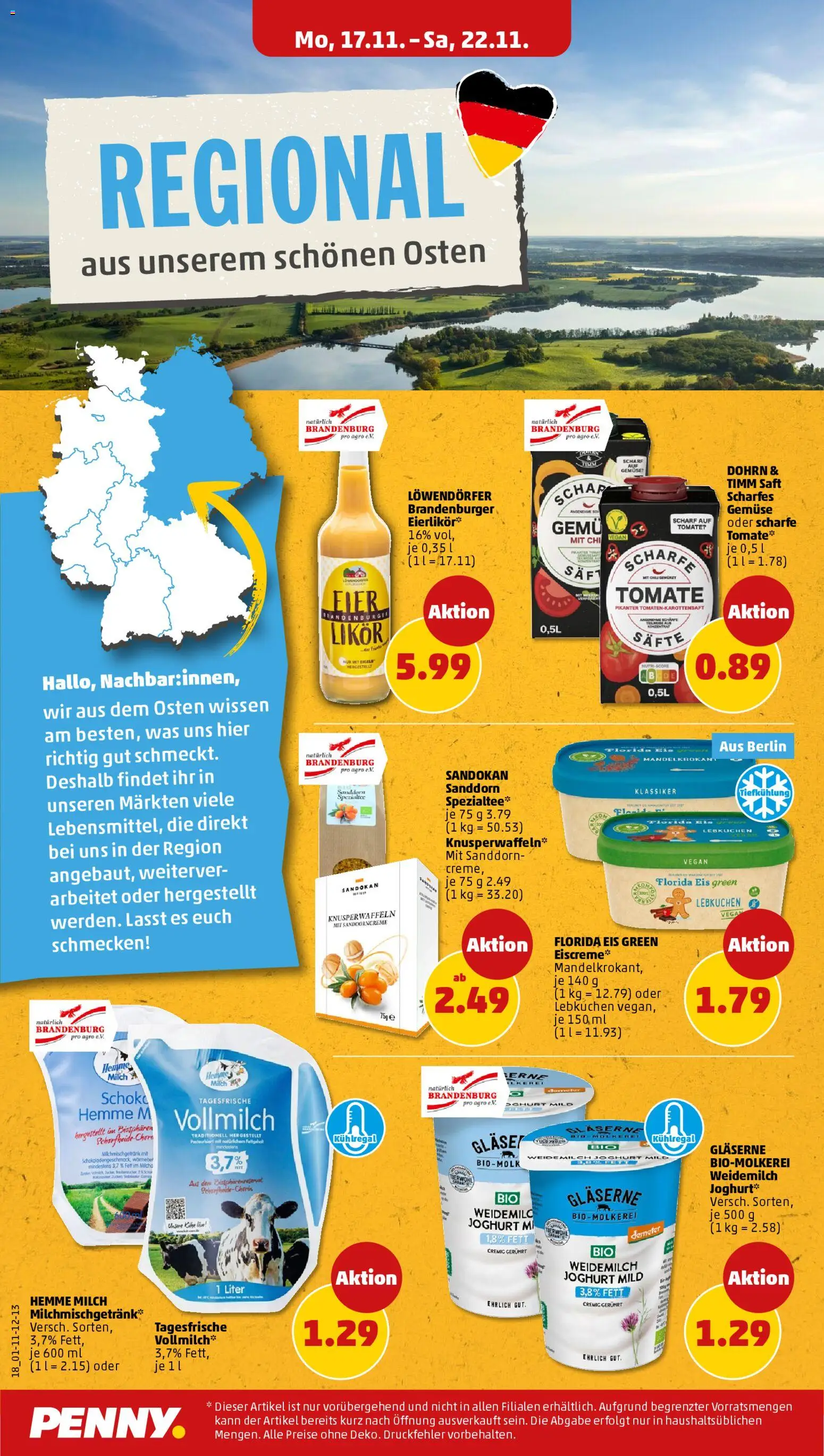 Penny Prospekt 	 – gültig ab 17.11.2025 | Seite: 10 | Produkte: Milch, Eier, Gemüse, Saft