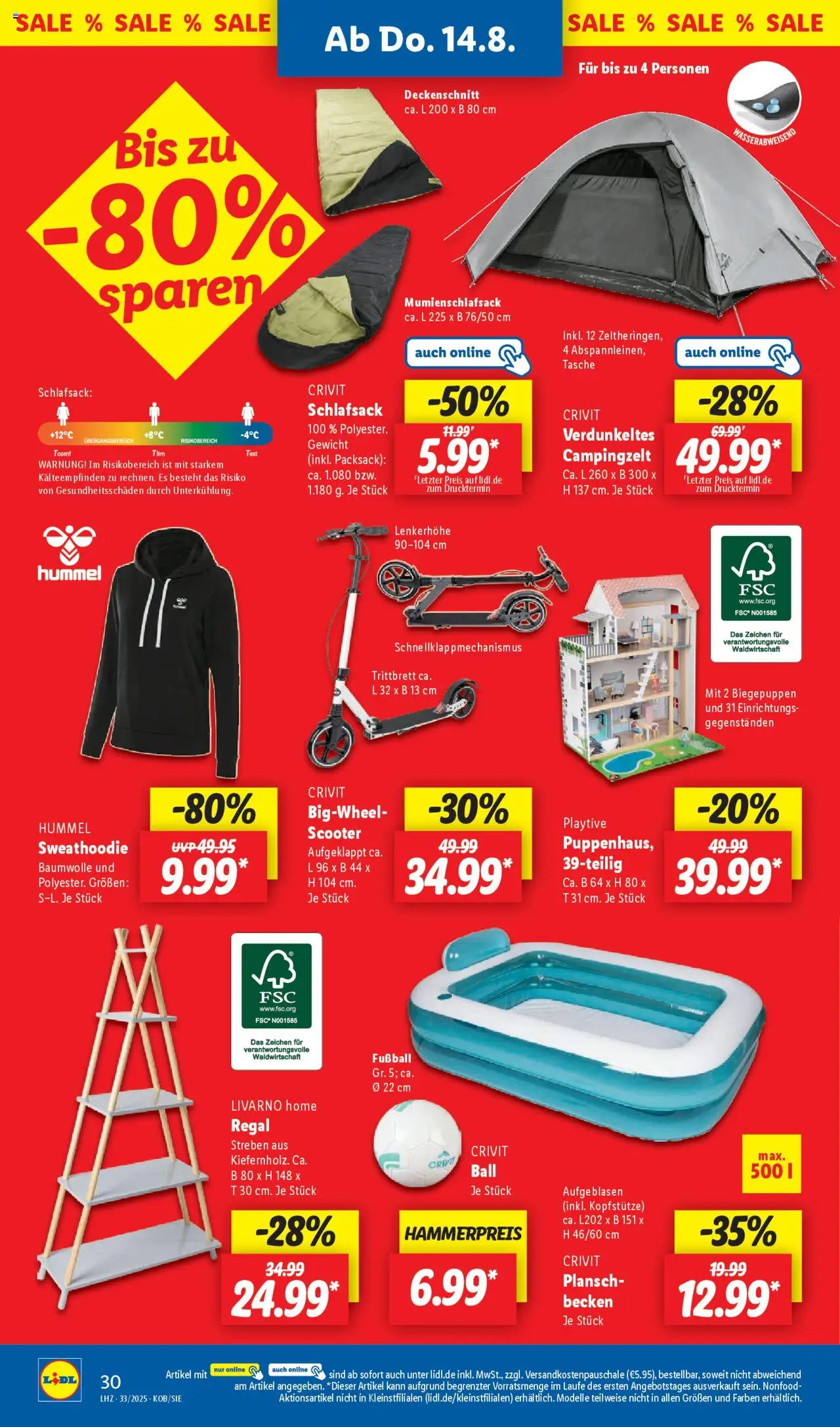 Lidl Prospekt Gladenbach - gültig ab dem 11.08.2025 | Seite: 44 | Produkte: Gewicht, Regal, Scooter, Schlafsack
