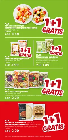 IJsbergsla en salademix, Alle zakken à 200-300 gram. Prijsvoorbeeld: IJsbergsla naturel, 2 zakken à 200 gram - Voorbeeld van een folder van Plus, geldig van 18.03.2026 | Pagina: 3