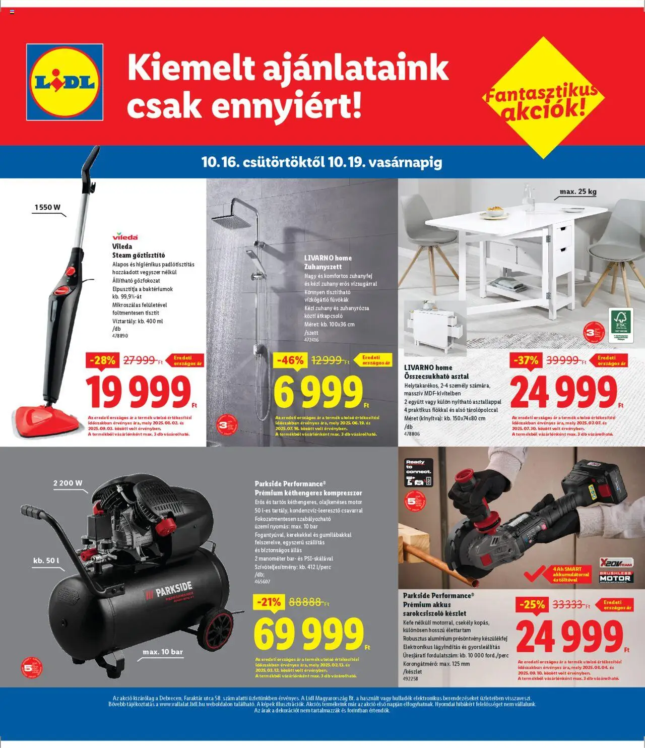 Lidl akciós ujság - amely érvényes a következő dátumtól: 16.10.2025 | Oldal: 4 | Termékek: Kompresszor, Sarokcsiszoló, Kefe, Vileda