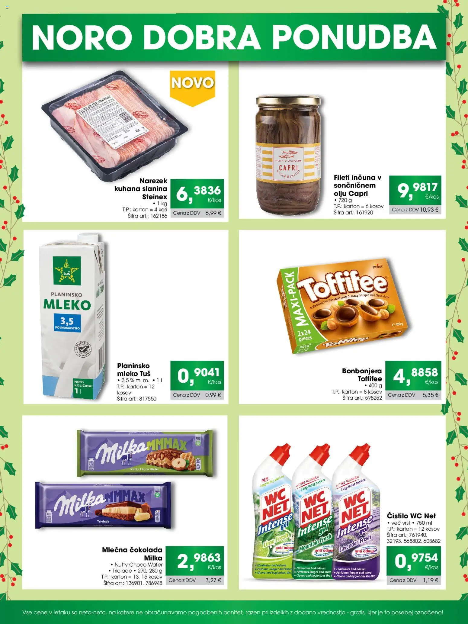 Novi Tuš katalog ponudbe – veljaven od 15.12.2025 | Stran: 2 | Izdelki: Narezek, Slanina, Mleko, Cokolada