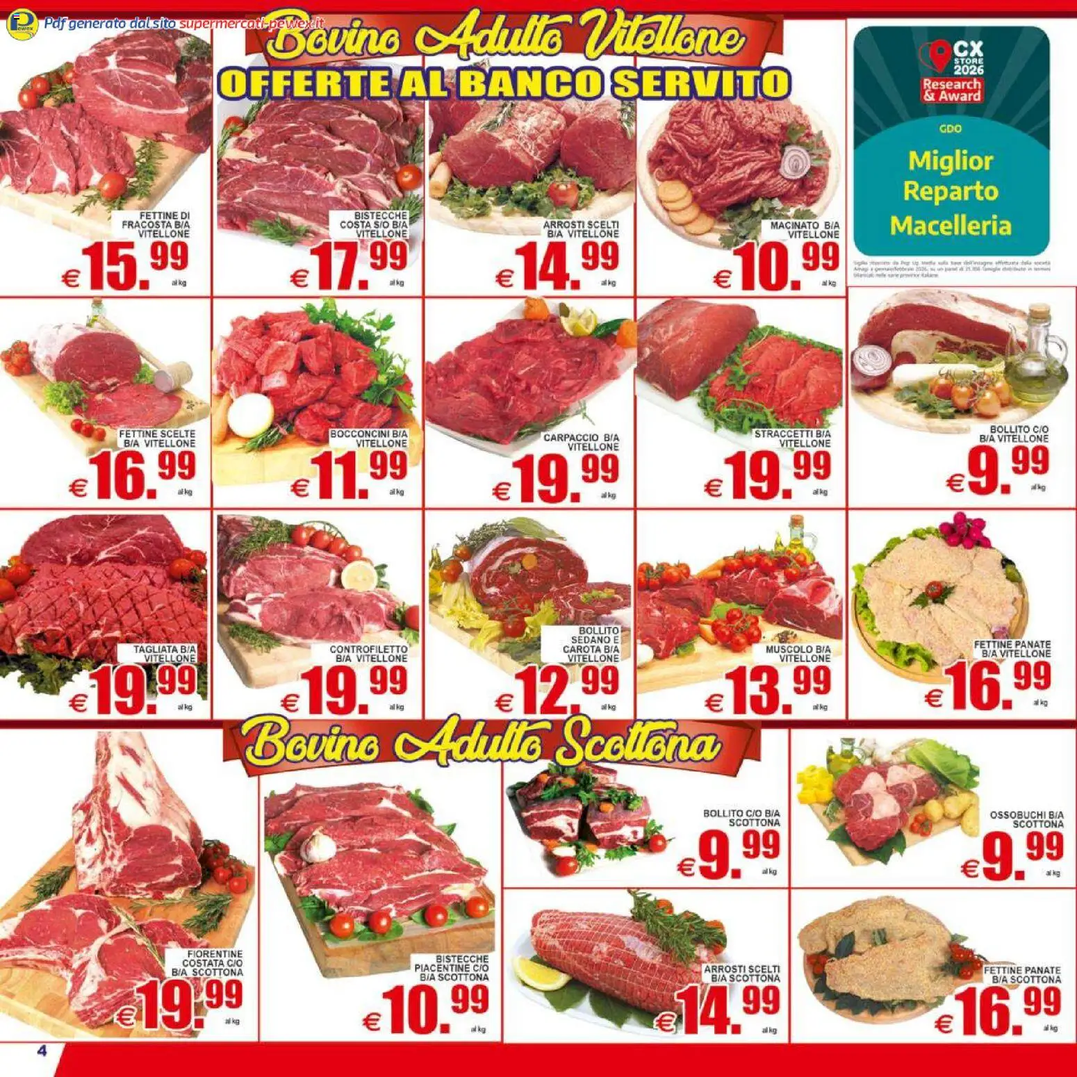 Volantino Pewex del 17.04.2026 | Pagina: 4 | Prodotti: Bovino, Carota, Sedano, Macinato