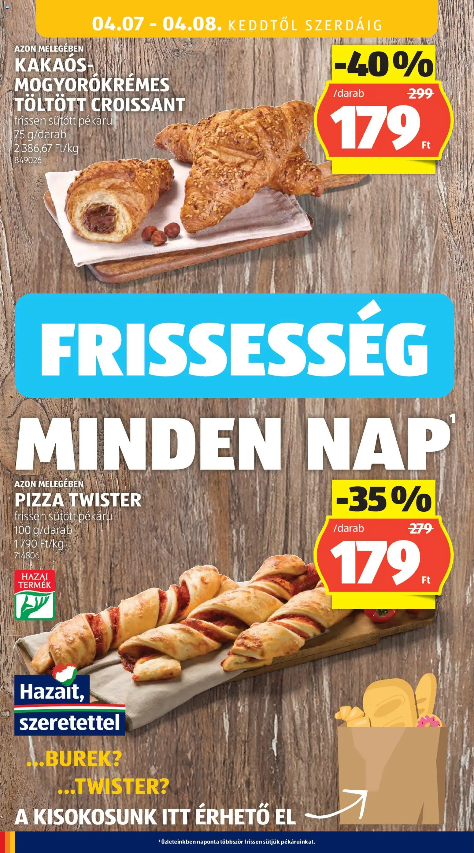 Aldi akciós ujság - amely érvényes a következő dátumtól: 02.04.2026 | Oldal: 36 | Termékek: Burek, Croissant, Pizza