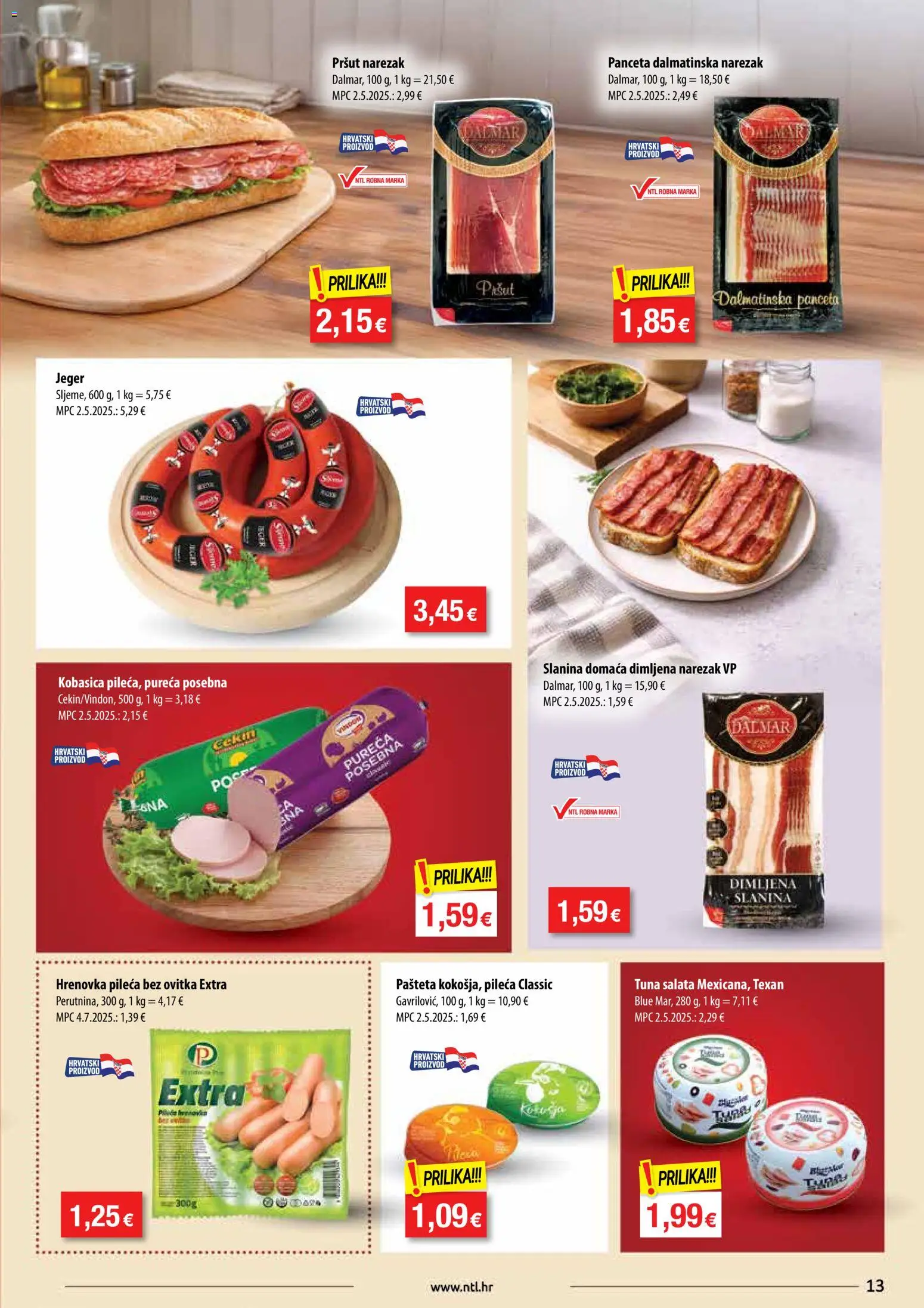 NTL katalog | vrijedi od 11.02.2026 | Stranica: 13 | Proizvodi: Pršut, Slanina, Tuna, Panceta