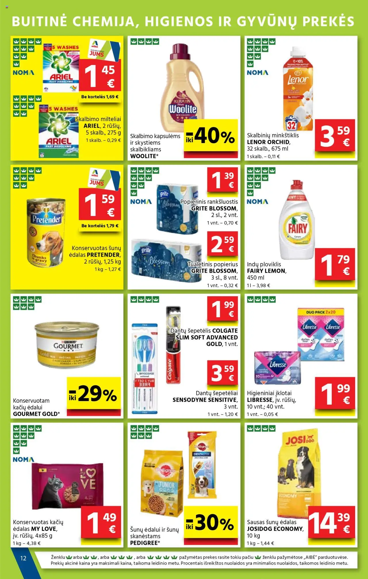 AIBE leidinys│galioja nuo 07.08.2025 | Puslapis: 12 | Prekių: Rankšluostis, Šepetėlis, Skalbimo milteliai, Tualetinis popierius