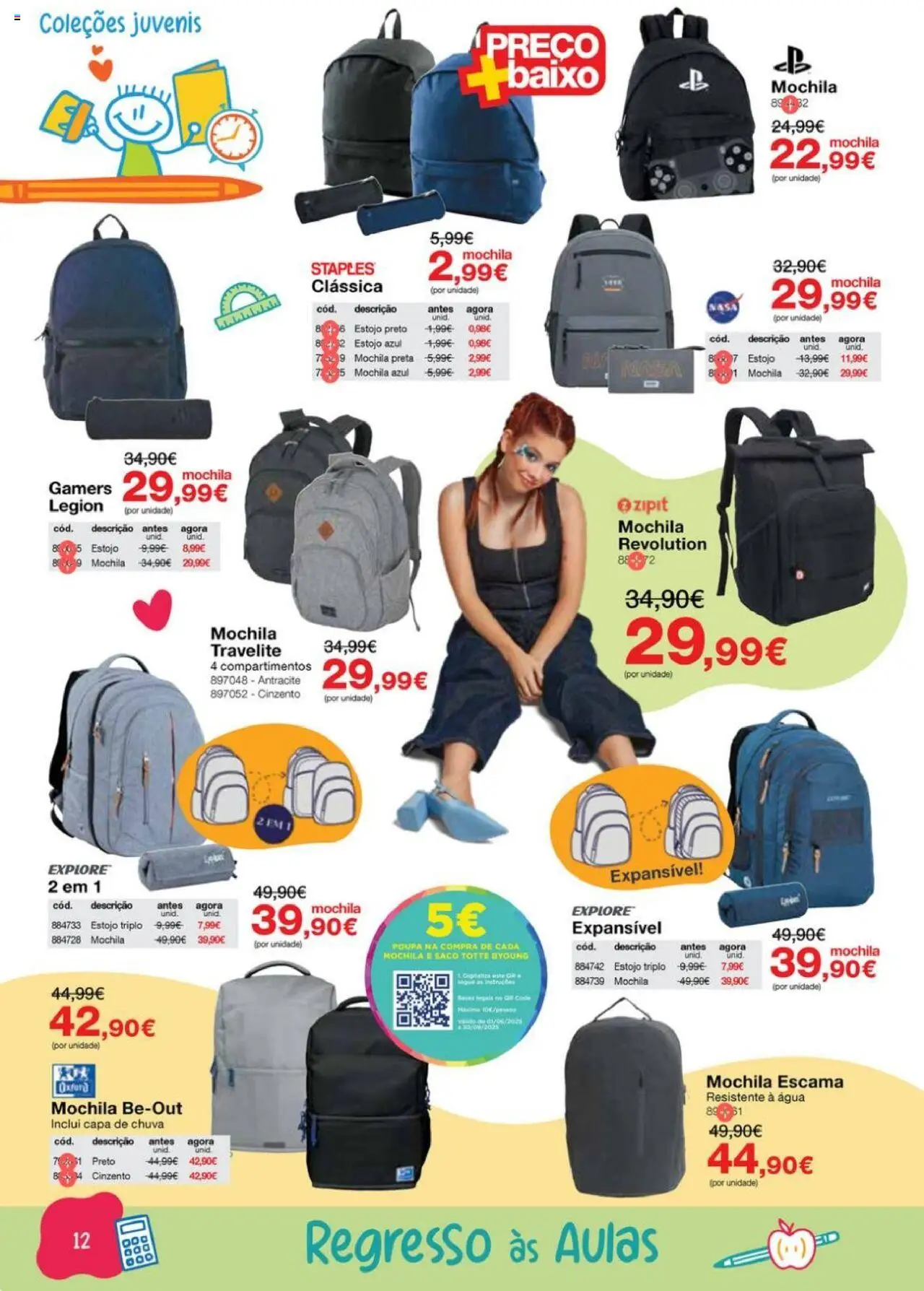 Staples - Folheto Regresso às Aulas 2025 │ válido de 18.08.2025 | Página: 12 | Produtos: Agua, Mochila, Capa de chuva