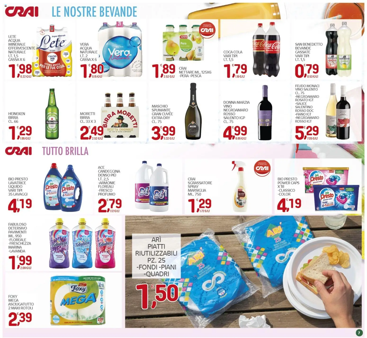 Volantino CRAI del 19.02.2026 | Pagina: 7 | Prodotti: Birra, Candeggina, Sgrassatore, Heineken