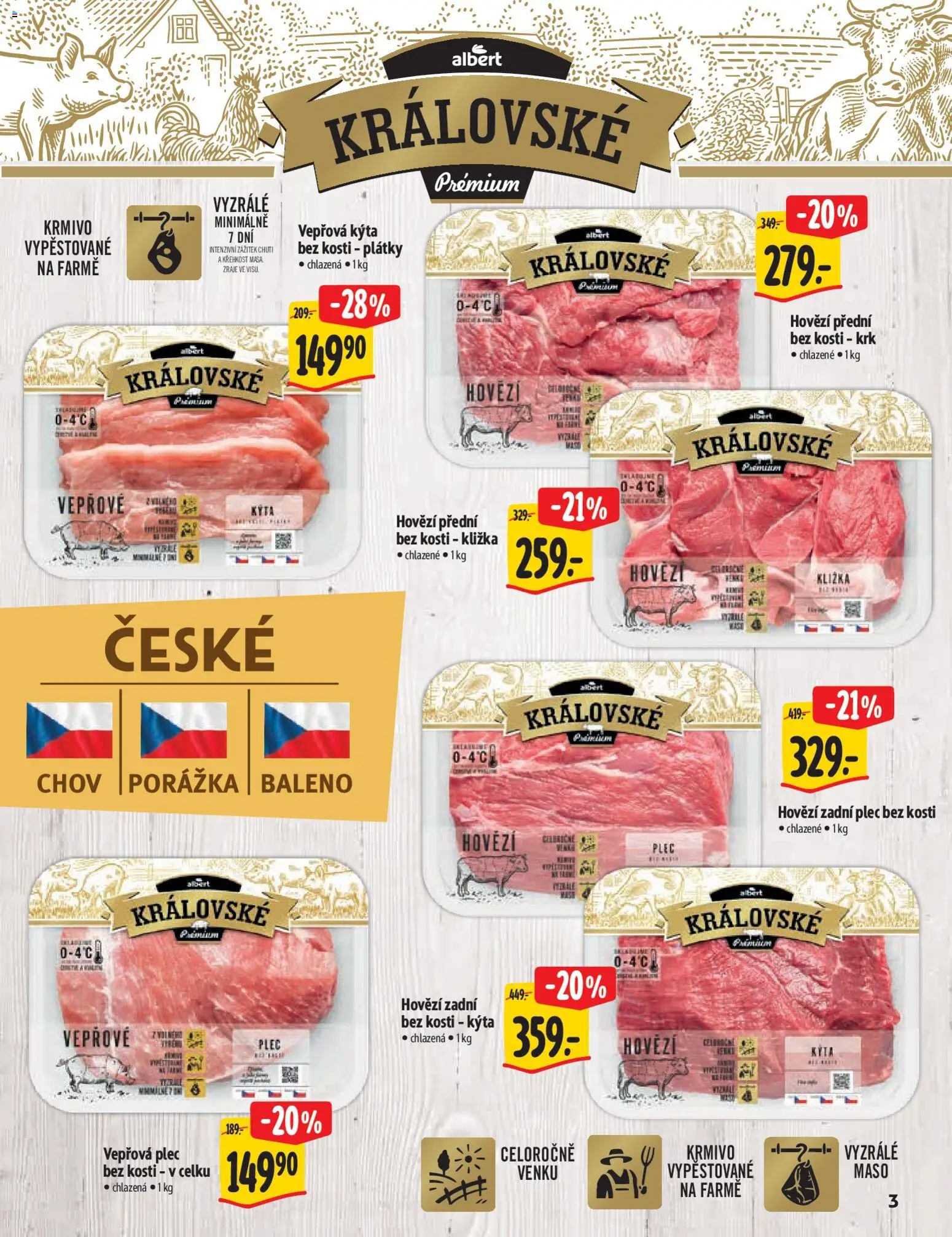 Albert katalog - Hypermarket od 25.03.2026 | Strana: 3 | Produkty: Hovězí, Hovězí zadní, Vepřová Kýta, Kýta